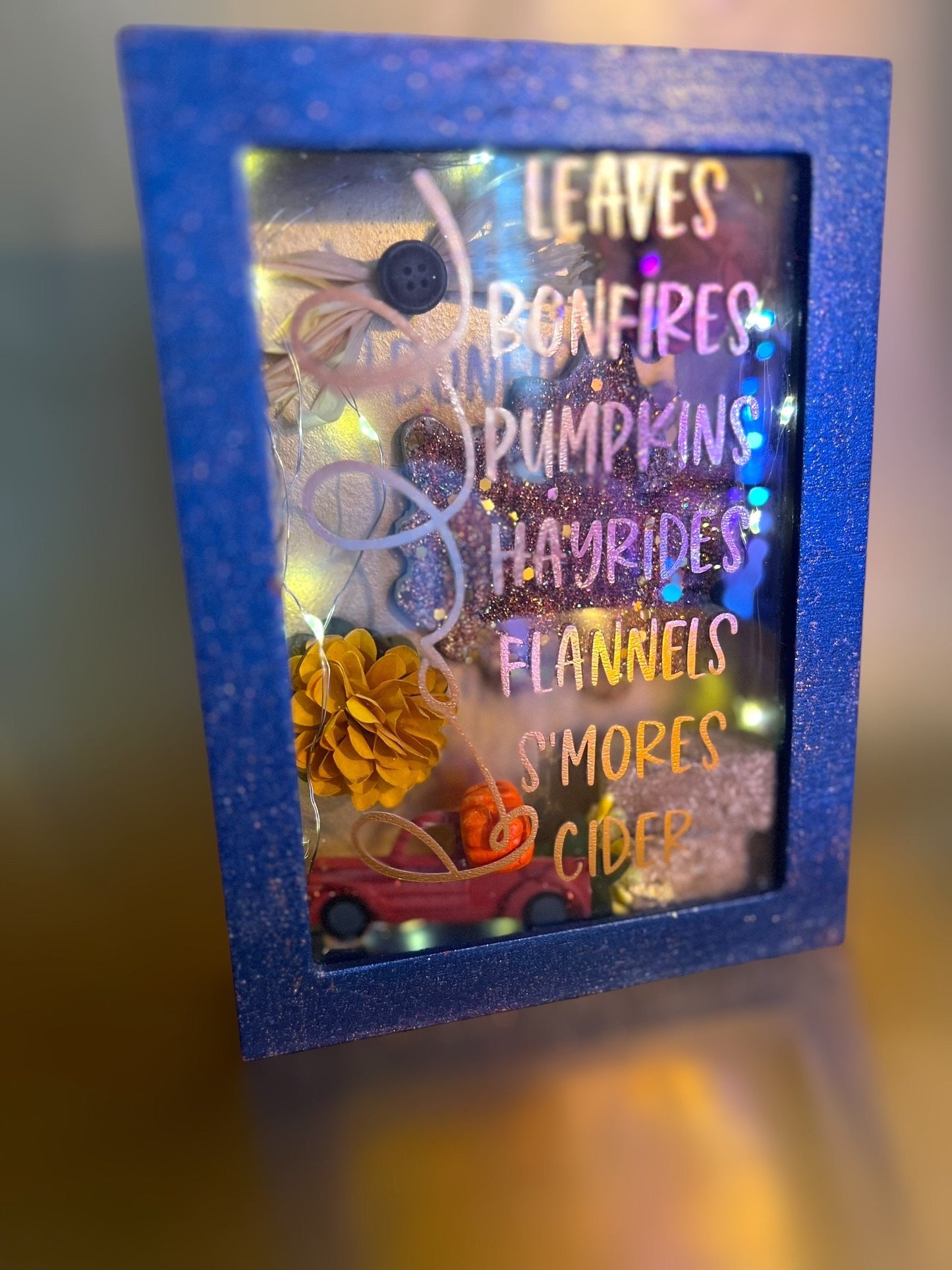Fall/Autumn Themed Shadow Box With Lights
