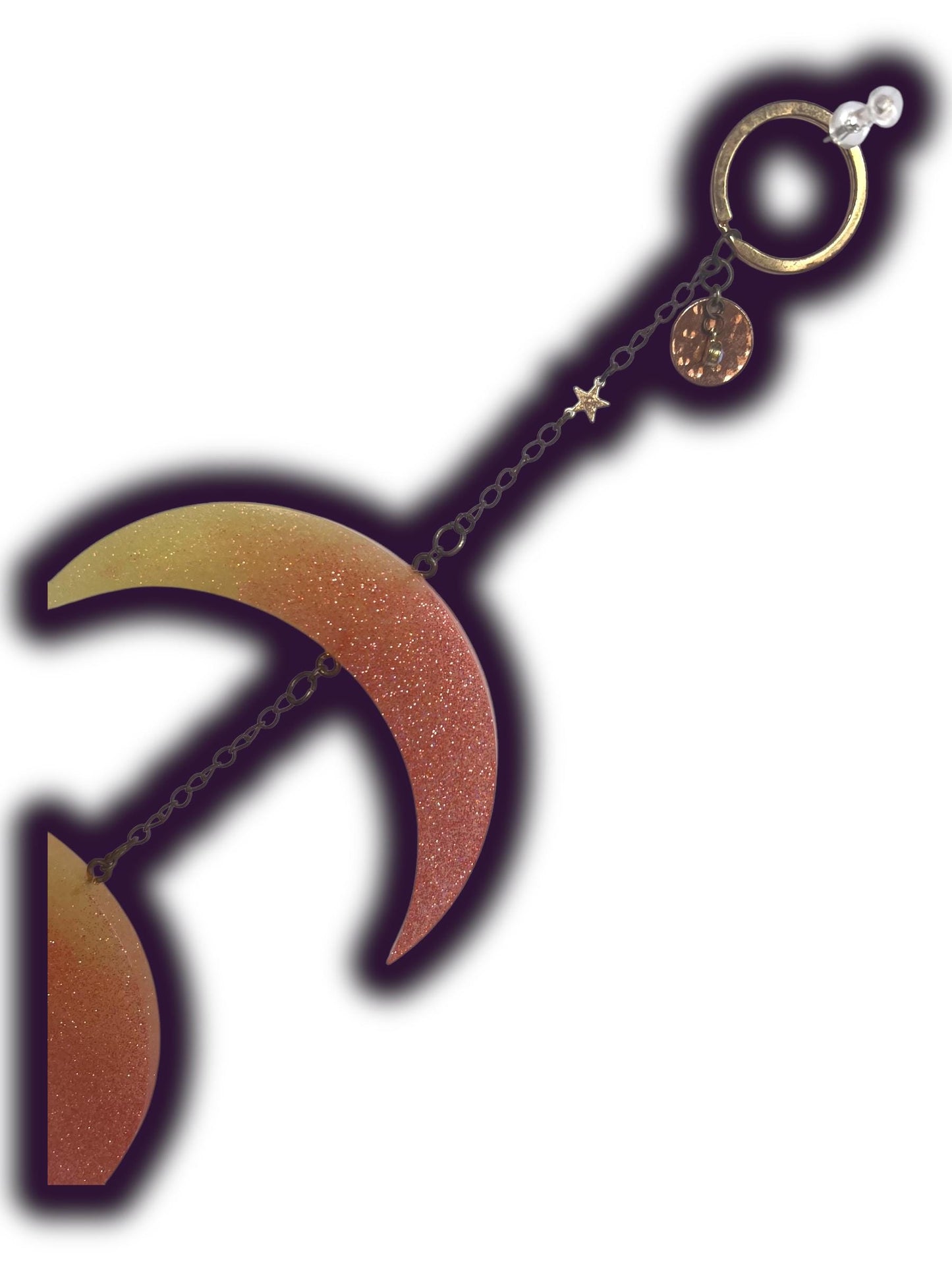 Moon Phase Wall Hanging, Phases of the Moon Decor, Witchy Things, Spiritual Stuff, Galaxy Inspired, Glow-in-the-Dark, Wire Wrapped Crystal