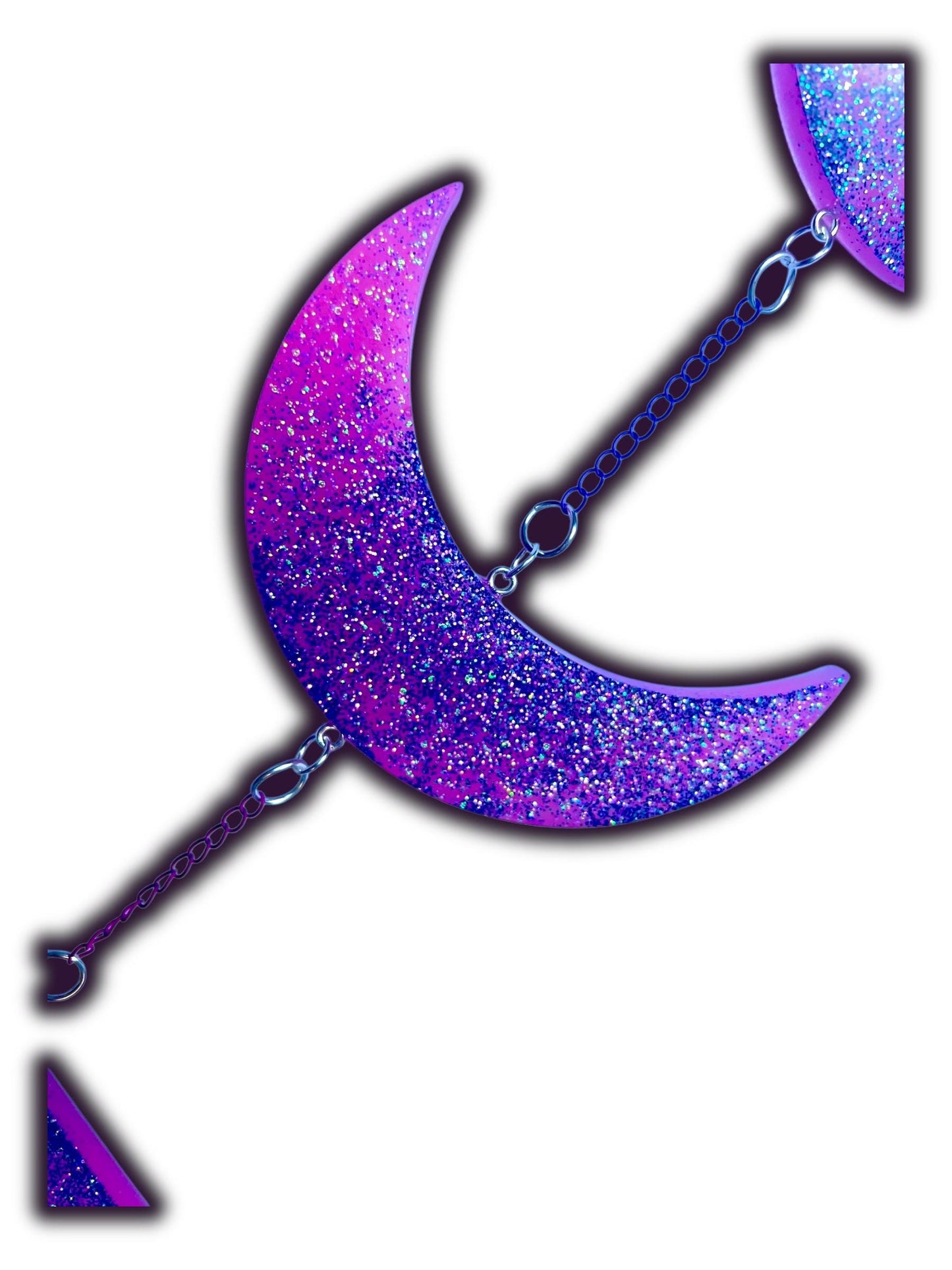 Moon Phase Wall Hanging, Phases of the Moon Decor, Witchy Things, Spiritual Stuff, Galaxy Inspired, Glow-in-the-Dark, Wire Wrapped Crystal