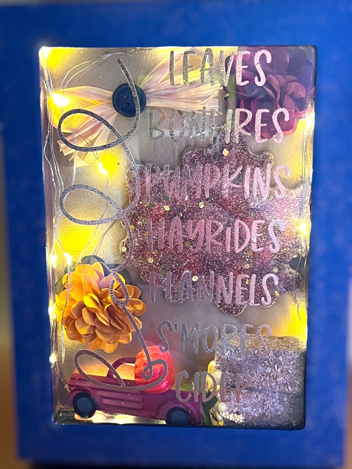 Fall/Autumn Themed Shadow Box With Lights
