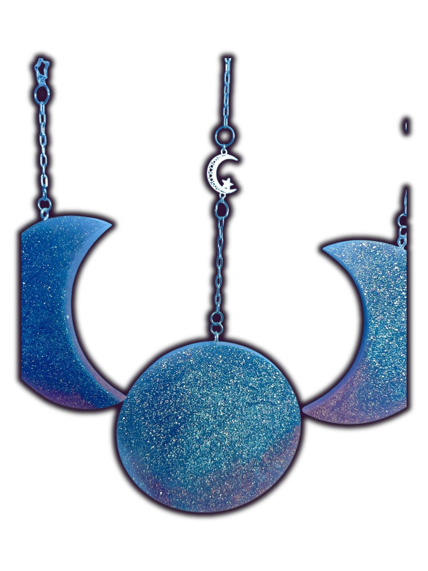Moon Phase Wall Hanging, Phases of the Moon Decor, Witchy Things, Spiritual Stuff, Galaxy Inspired, Glow-in-the-Dark, Wire Wrapped Crystal