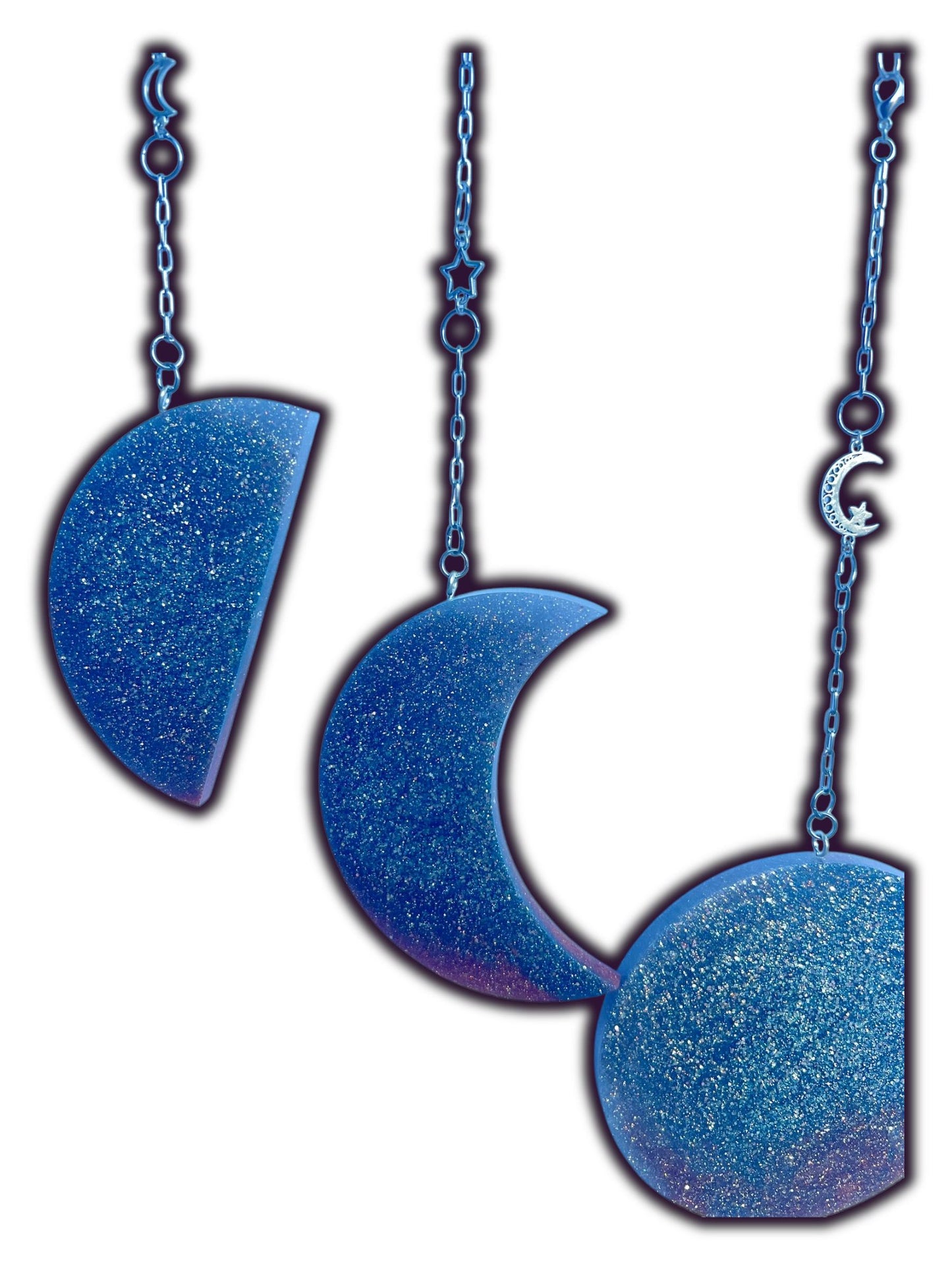 Moon Phase Wall Hanging, Phases of the Moon Decor, Witchy Things, Spiritual Stuff, Galaxy Inspired, Glow-in-the-Dark, Wire Wrapped Crystal