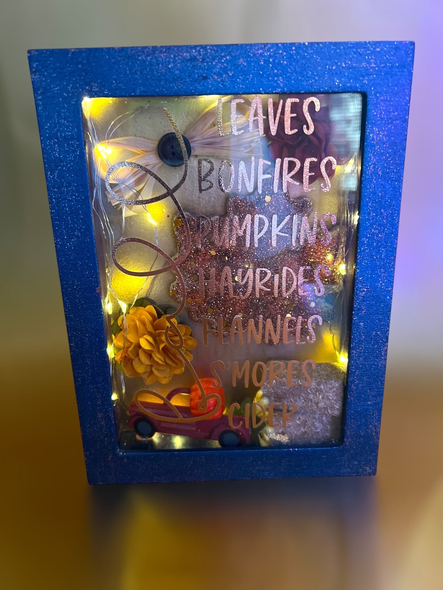 Fall/Autumn Themed Shadow Box With Lights