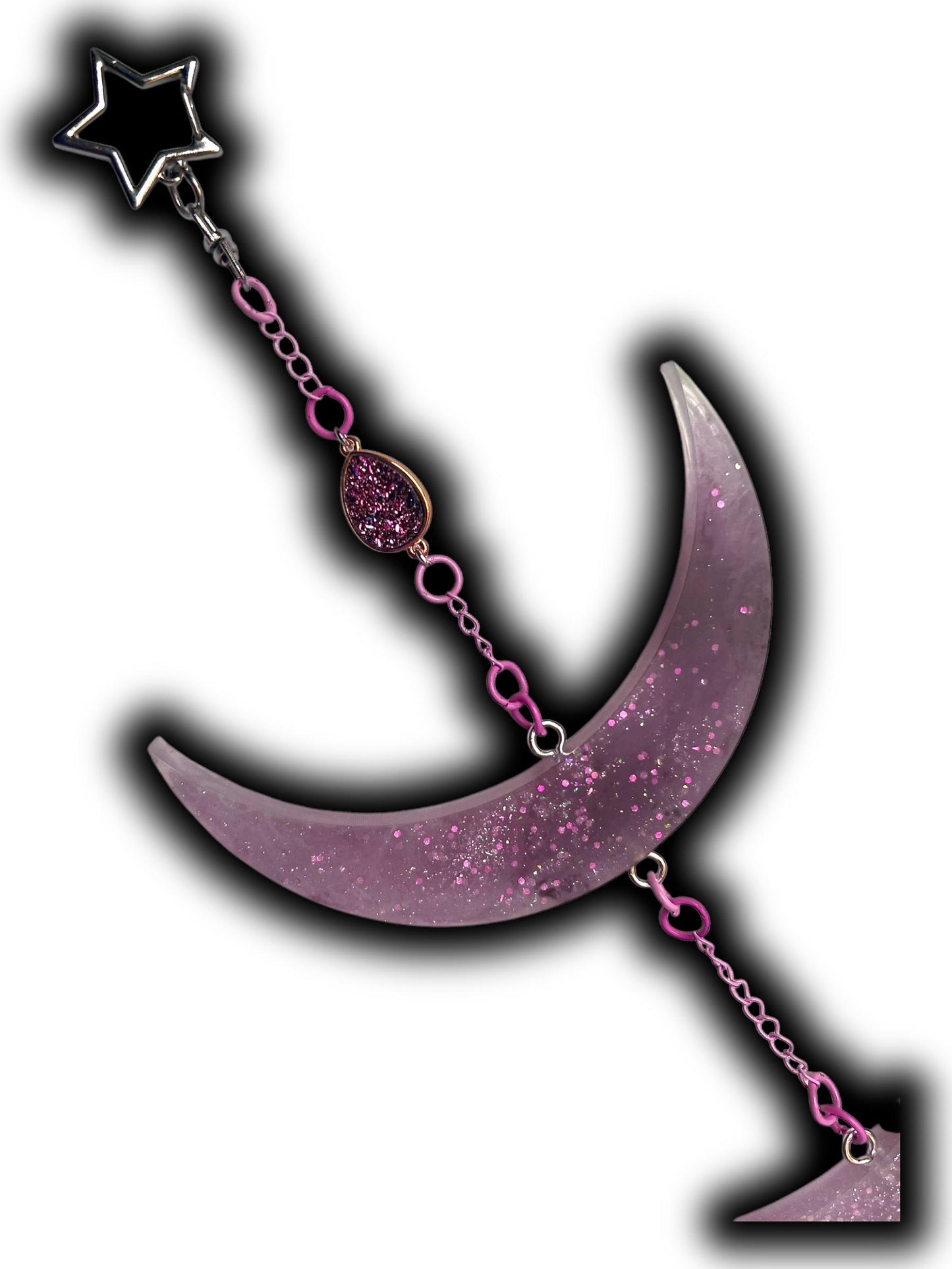 Moon Phase Wall Hanging, Phases of the Moon Decor, Witchy Things, Spiritual Stuff, Galaxy Inspired, Glow-in-the-Dark, Wire Wrapped Crystal