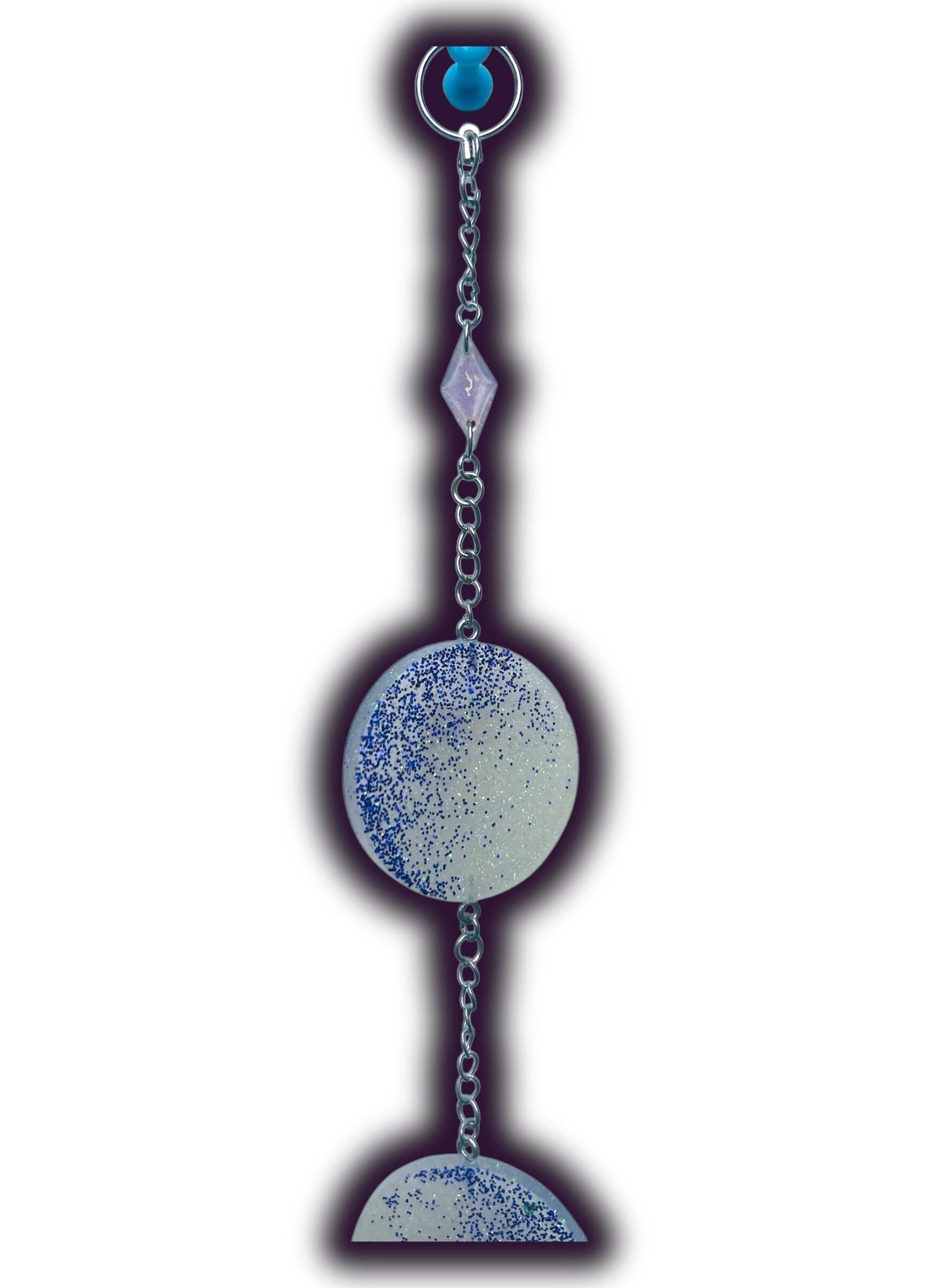 Moon Phase Wall Hanging, Phases of the Moon Decor, Witchy Things, Spiritual Stuff, Galaxy Inspired, Glow-in-the-Dark, Wire Wrapped Crystal