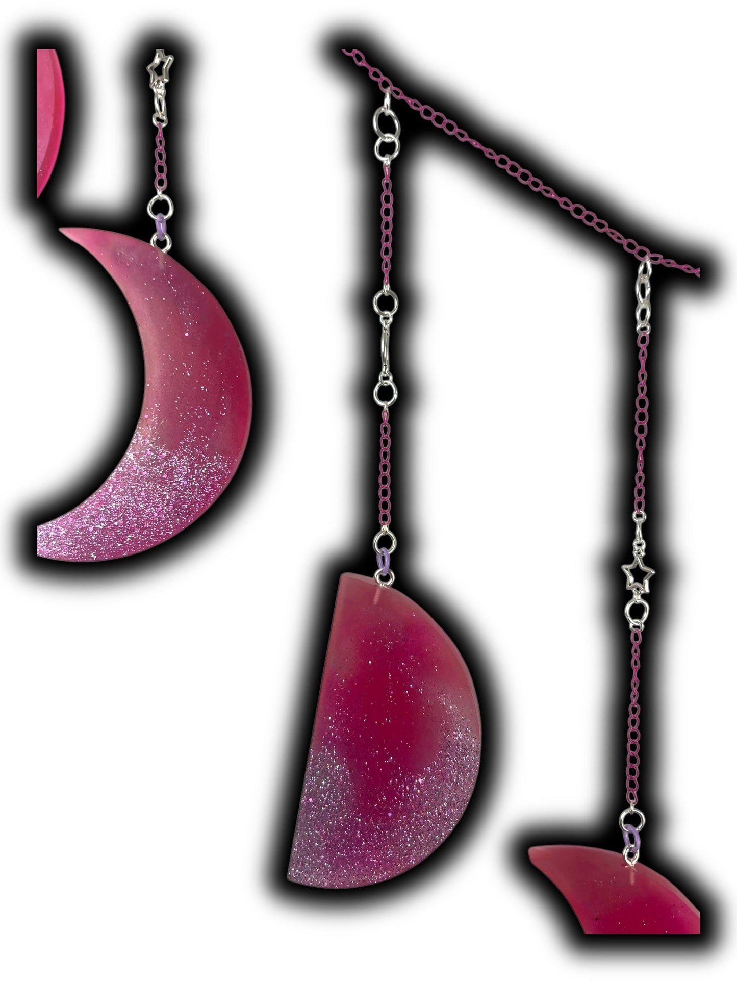 Moon Phase Wall Hanging, Phases of the Moon Decor, Witchy Things, Spiritual Stuff, Galaxy Inspired, Glow-in-the-Dark, Wire Wrapped Crystal
