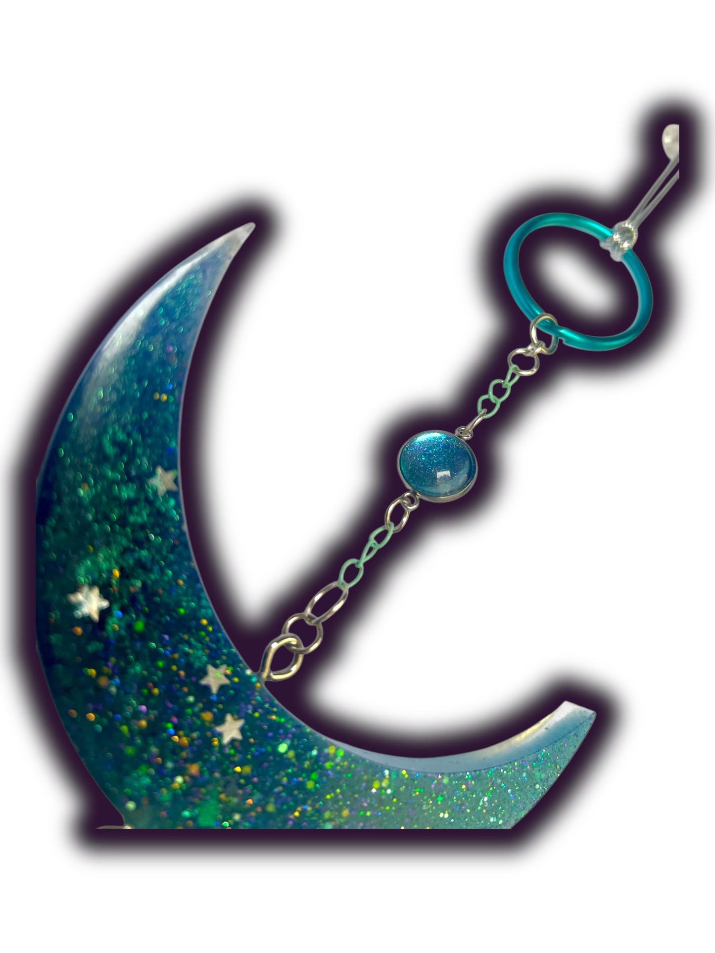 Moon Phase Wall Hanging, Phases of the Moon Decor, Witchy Things, Spiritual Stuff, Galaxy Inspired, Glow-in-the-Dark, Wire Wrapped Crystal