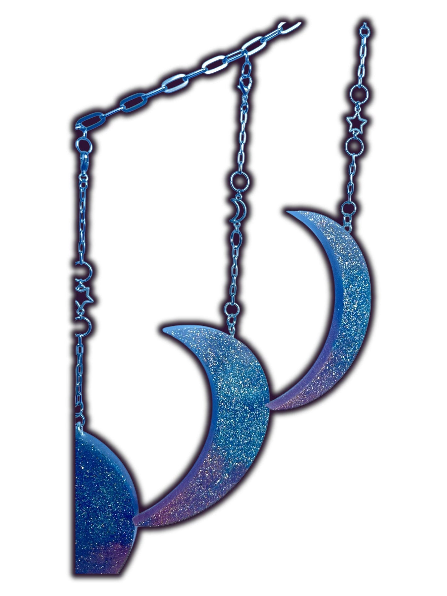 Moon Phase Wall Hanging, Phases of the Moon Decor, Witchy Things, Spiritual Stuff, Galaxy Inspired, Glow-in-the-Dark, Wire Wrapped Crystal