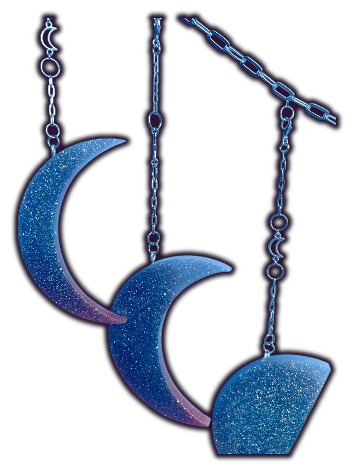 Moon Phase Wall Hanging, Phases of the Moon Decor, Witchy Things, Spiritual Stuff, Galaxy Inspired, Glow-in-the-Dark, Wire Wrapped Crystal