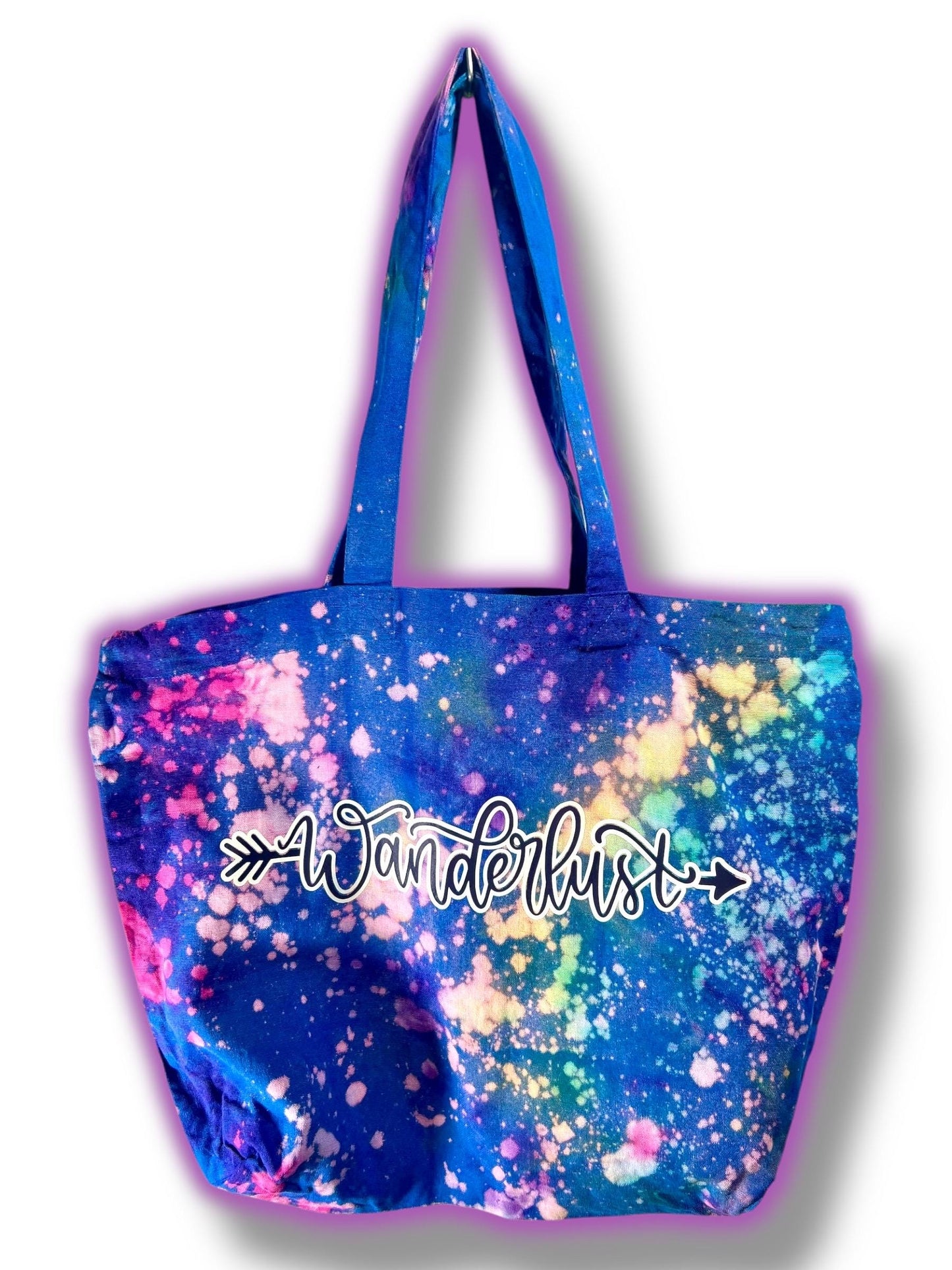 Handmade Tote Bag, Glow-in-the-Dark, Tie-Dye, UV Color Change, Moon Phase, Mystical, Celestial, Witchy Apparel