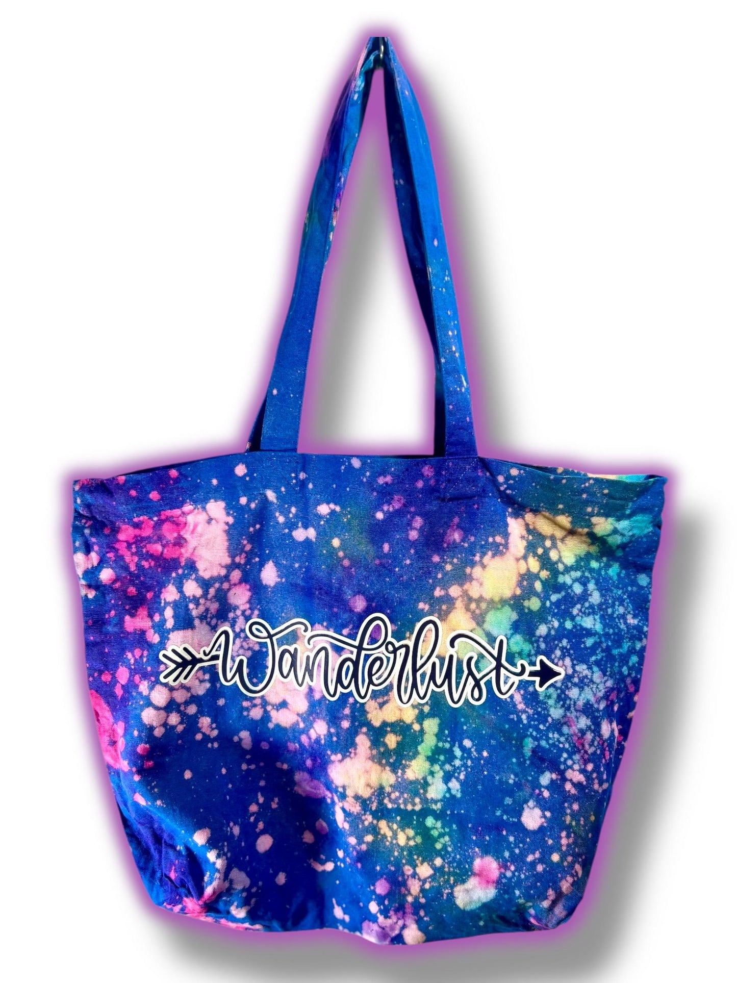 Handmade Tote Bag, Glow-in-the-Dark, Tie-Dye, UV Color Change, Moon Phase, Mystical, Celestial, Witchy Apparel