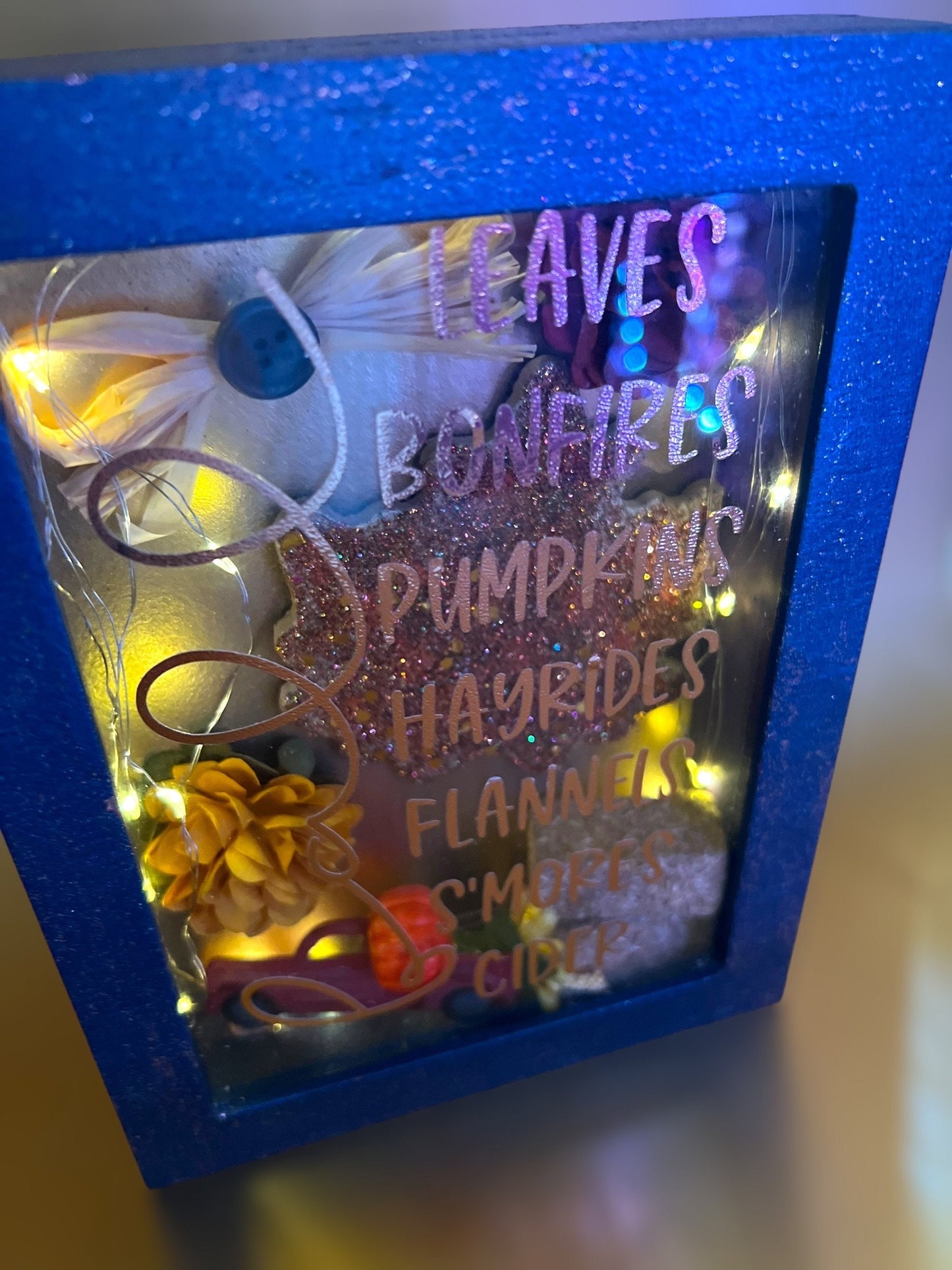 Fall/Autumn Themed Shadow Box With Lights