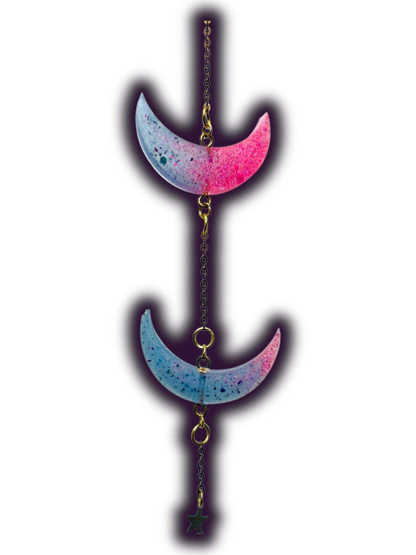 Moon Phase Wall Hanging, Phases of the Moon Decor, Witchy Things, Spiritual Stuff, Galaxy Inspired, Glow-in-the-Dark, Wire Wrapped Crystal