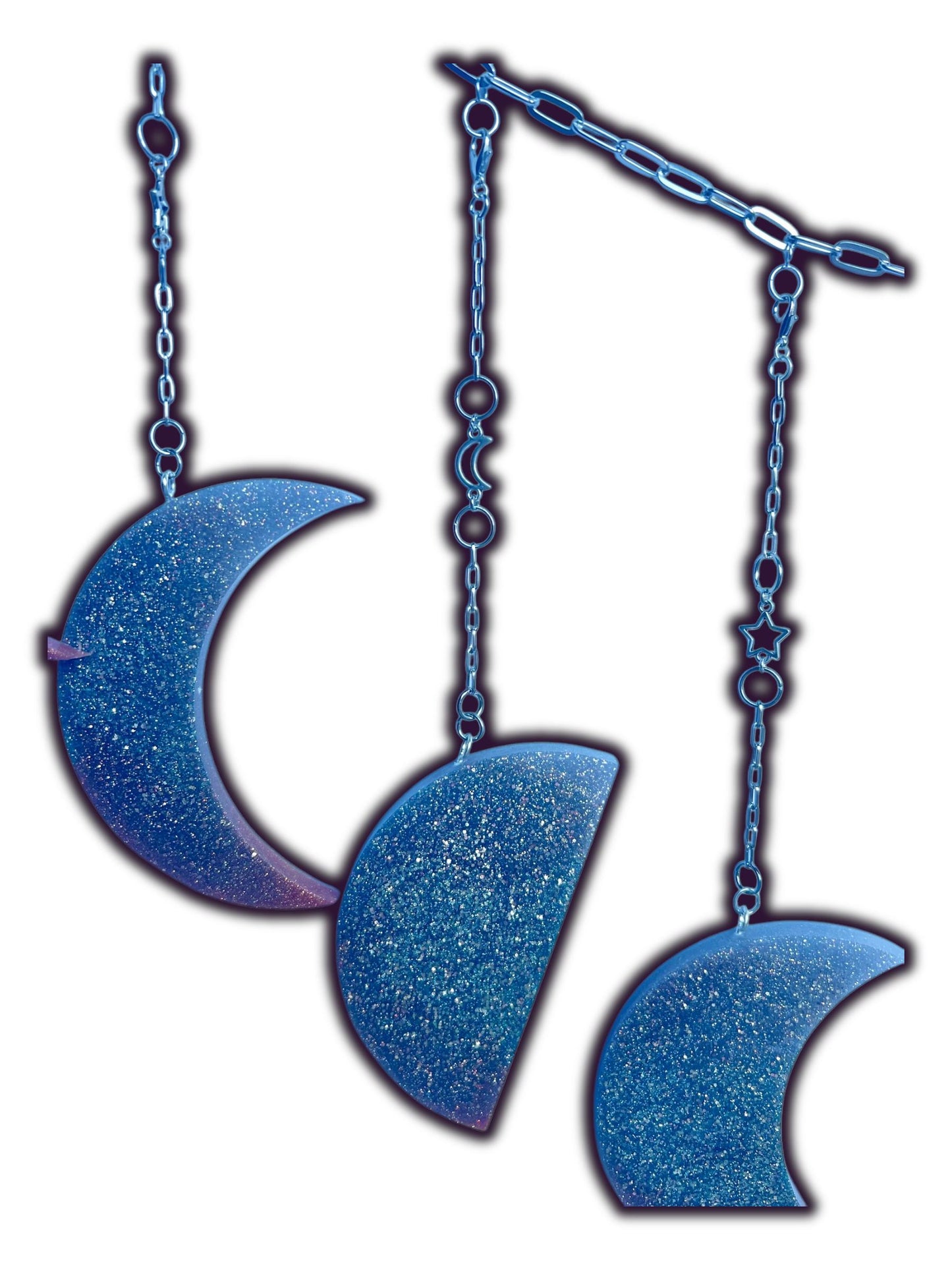 Moon Phase Wall Hanging, Phases of the Moon Decor, Witchy Things, Spiritual Stuff, Galaxy Inspired, Glow-in-the-Dark, Wire Wrapped Crystal