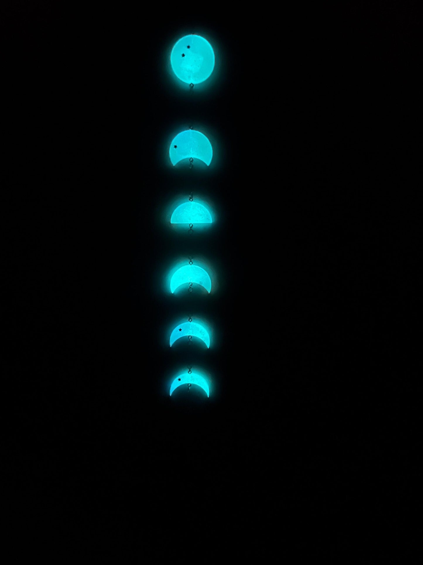 Moon Phase Wall Hanging, Phases of the Moon Decor, Witchy Things, Spiritual Stuff, Galaxy Inspired, Glow-in-the-Dark, Wire Wrapped Crystal