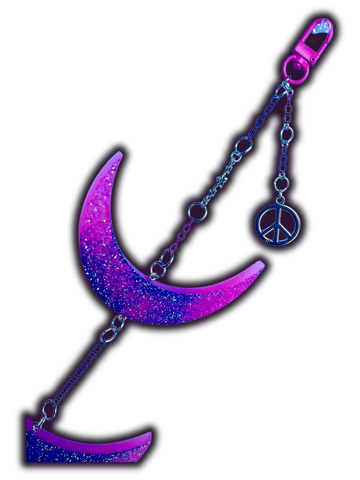 Moon Phase Wall Hanging, Phases of the Moon Decor, Witchy Things, Spiritual Stuff, Galaxy Inspired, Glow-in-the-Dark, Wire Wrapped Crystal