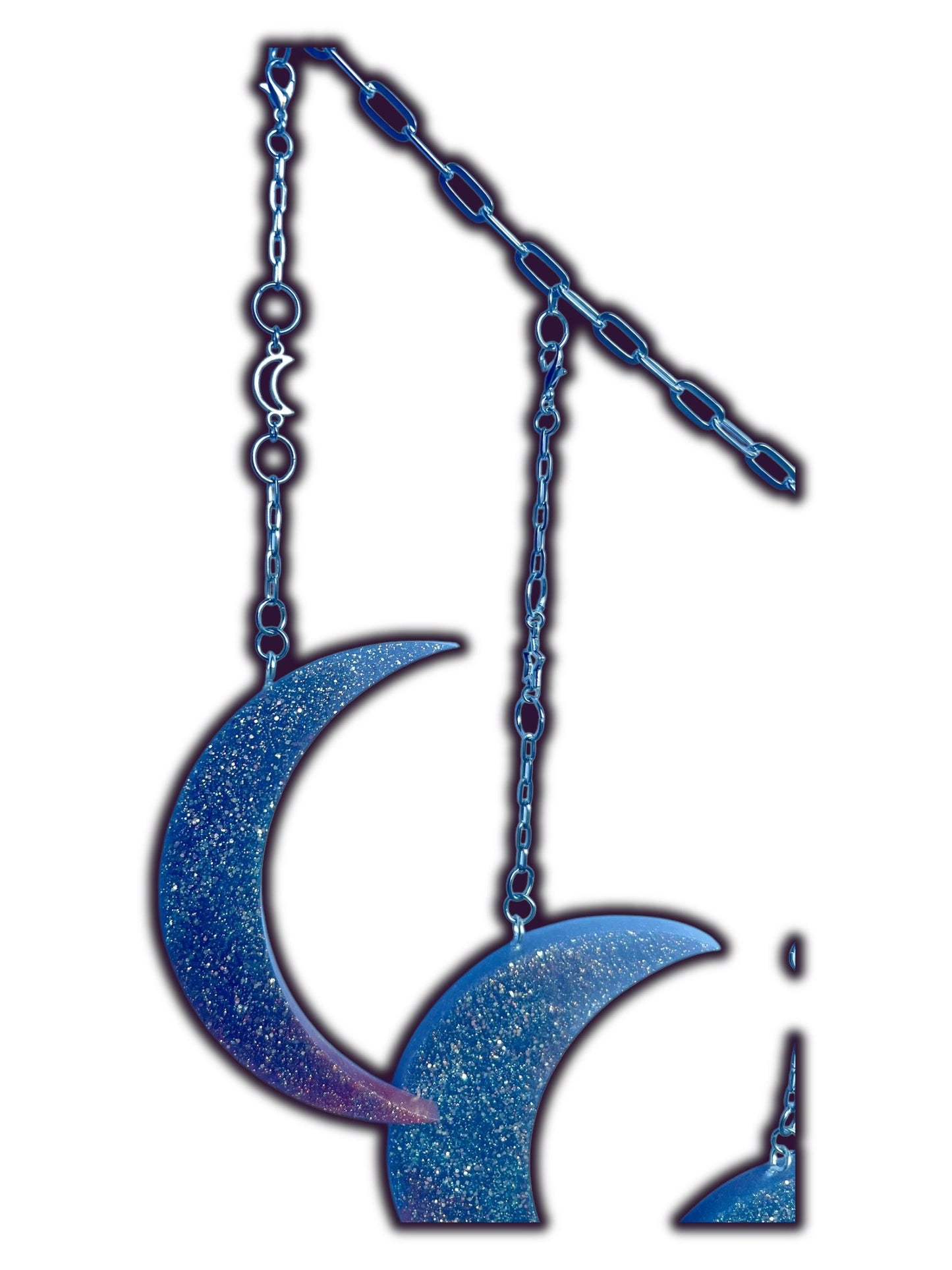 Moon Phase Wall Hanging, Phases of the Moon Decor, Witchy Things, Spiritual Stuff, Galaxy Inspired, Glow-in-the-Dark, Wire Wrapped Crystal