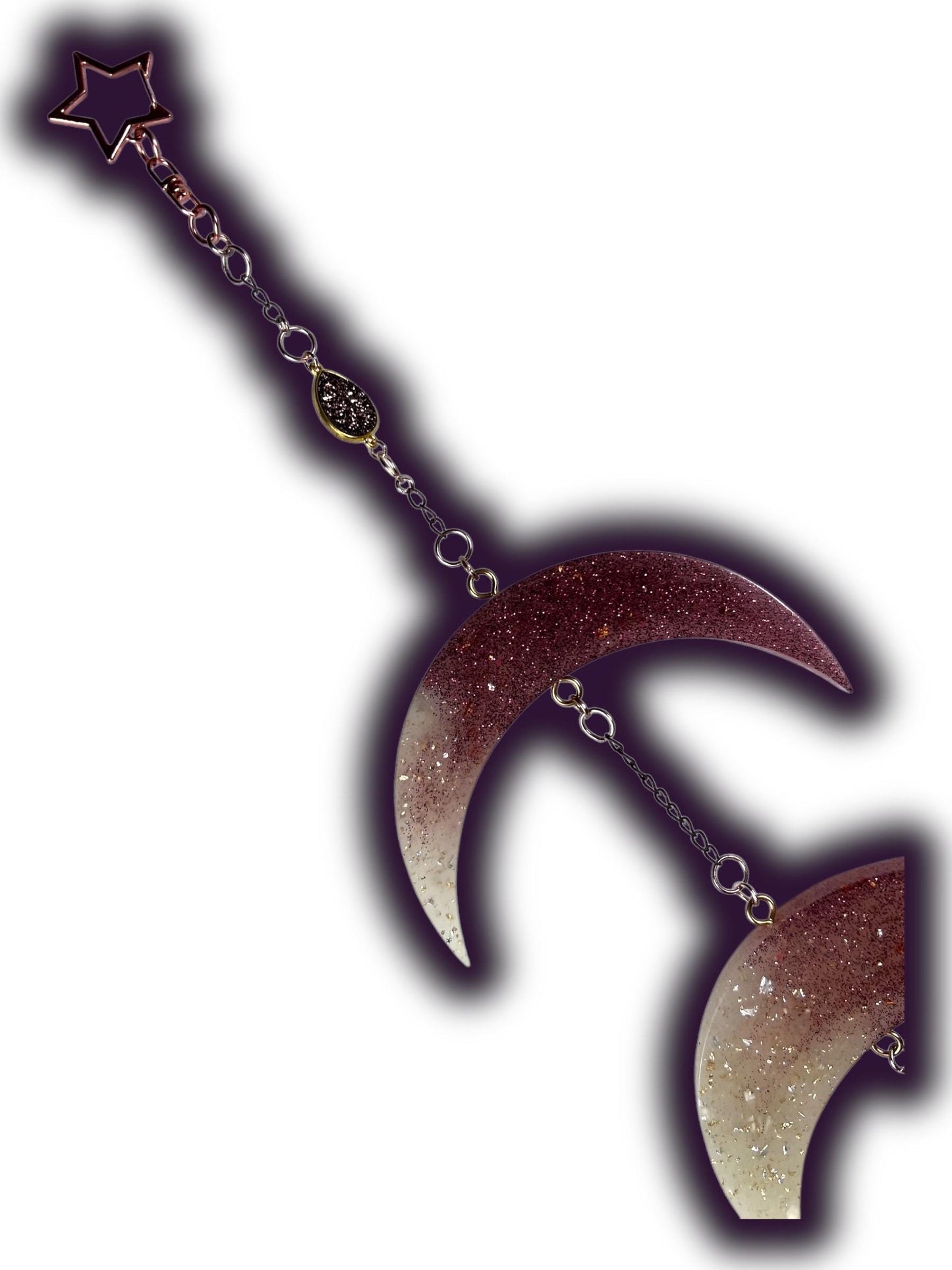 Moon Phase Wall Hanging, Phases of the Moon Decor, Witchy Things, Spiritual Stuff, Galaxy Inspired, Glow-in-the-Dark, Wire Wrapped Crystal