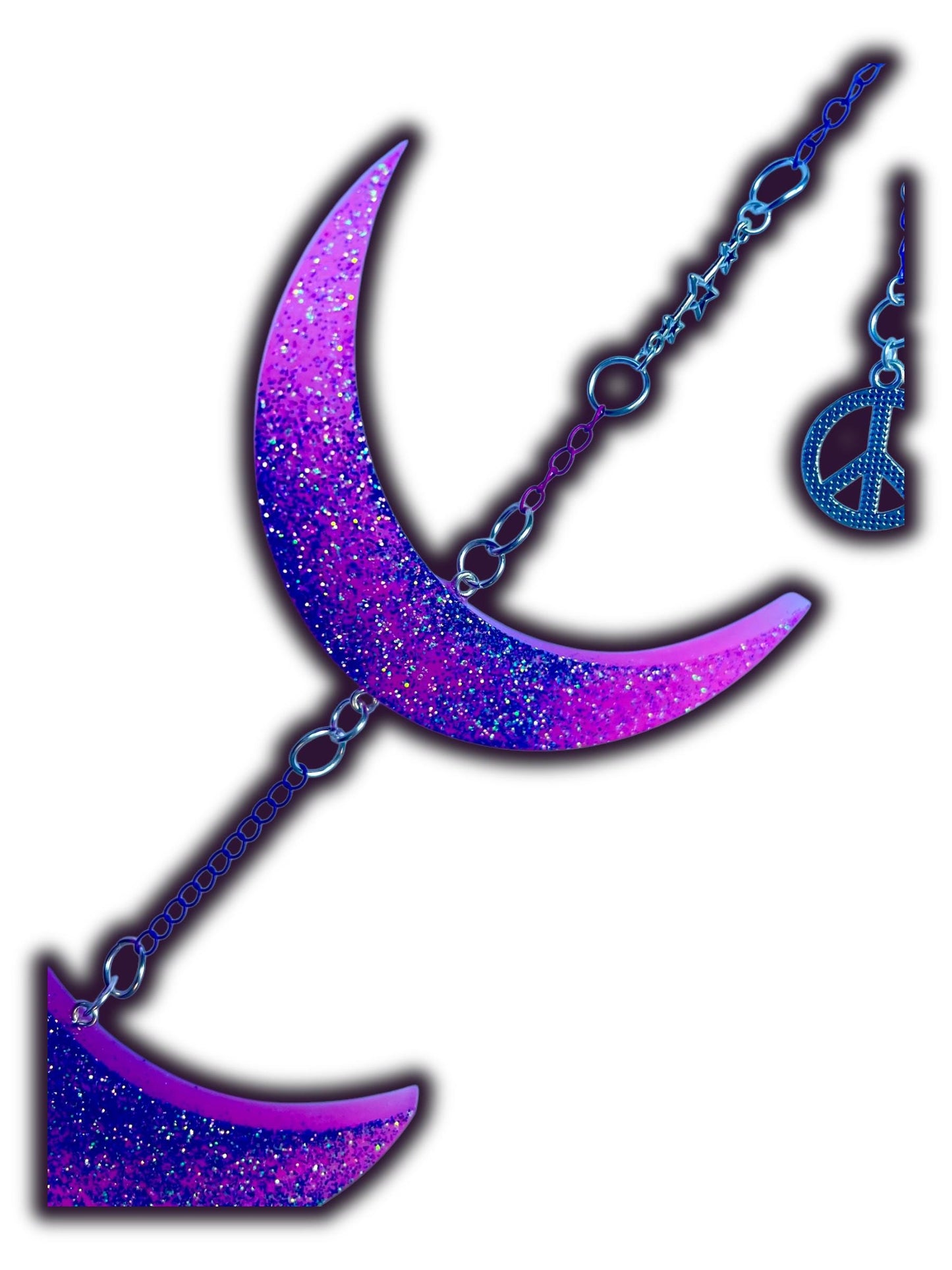 Moon Phase Wall Hanging, Phases of the Moon Decor, Witchy Things, Spiritual Stuff, Galaxy Inspired, Glow-in-the-Dark, Wire Wrapped Crystal