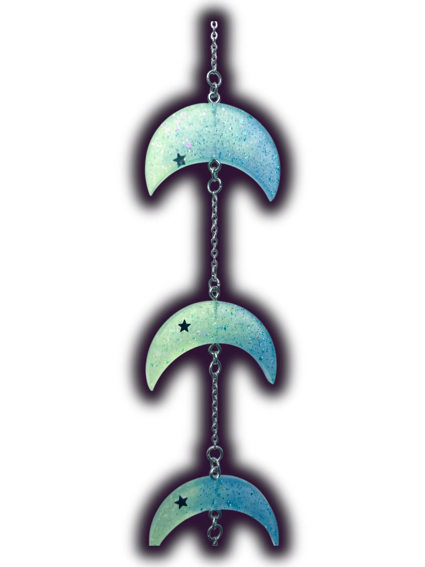 Moon Phase Wall Hanging, Phases of the Moon Decor, Witchy Things, Spiritual Stuff, Galaxy Inspired, Glow-in-the-Dark, Wire Wrapped Crystal