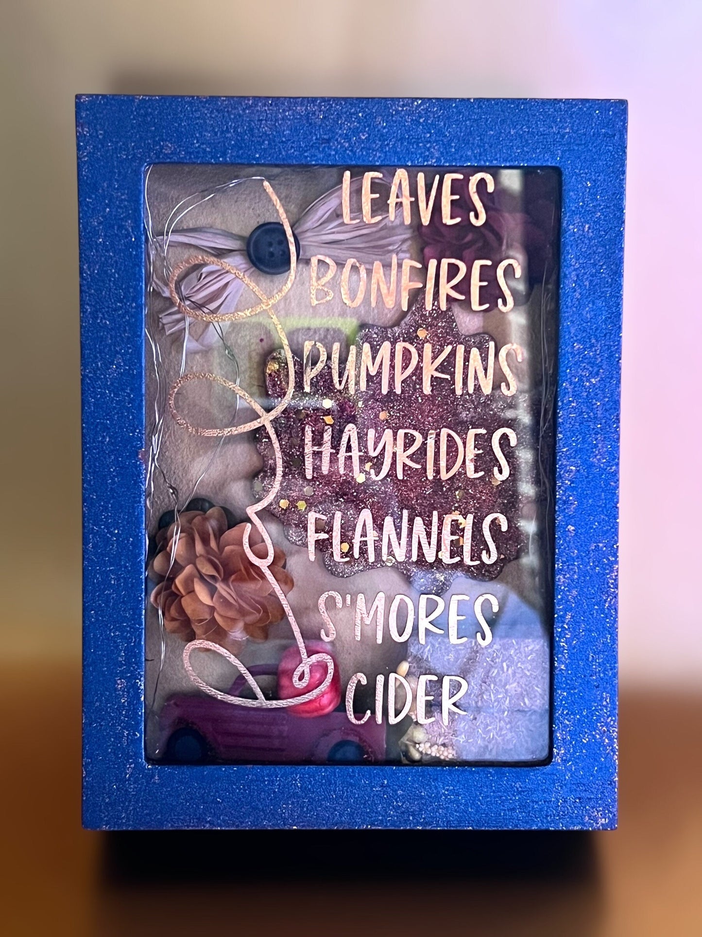 Fall/Autumn Themed Shadow Box With Lights
