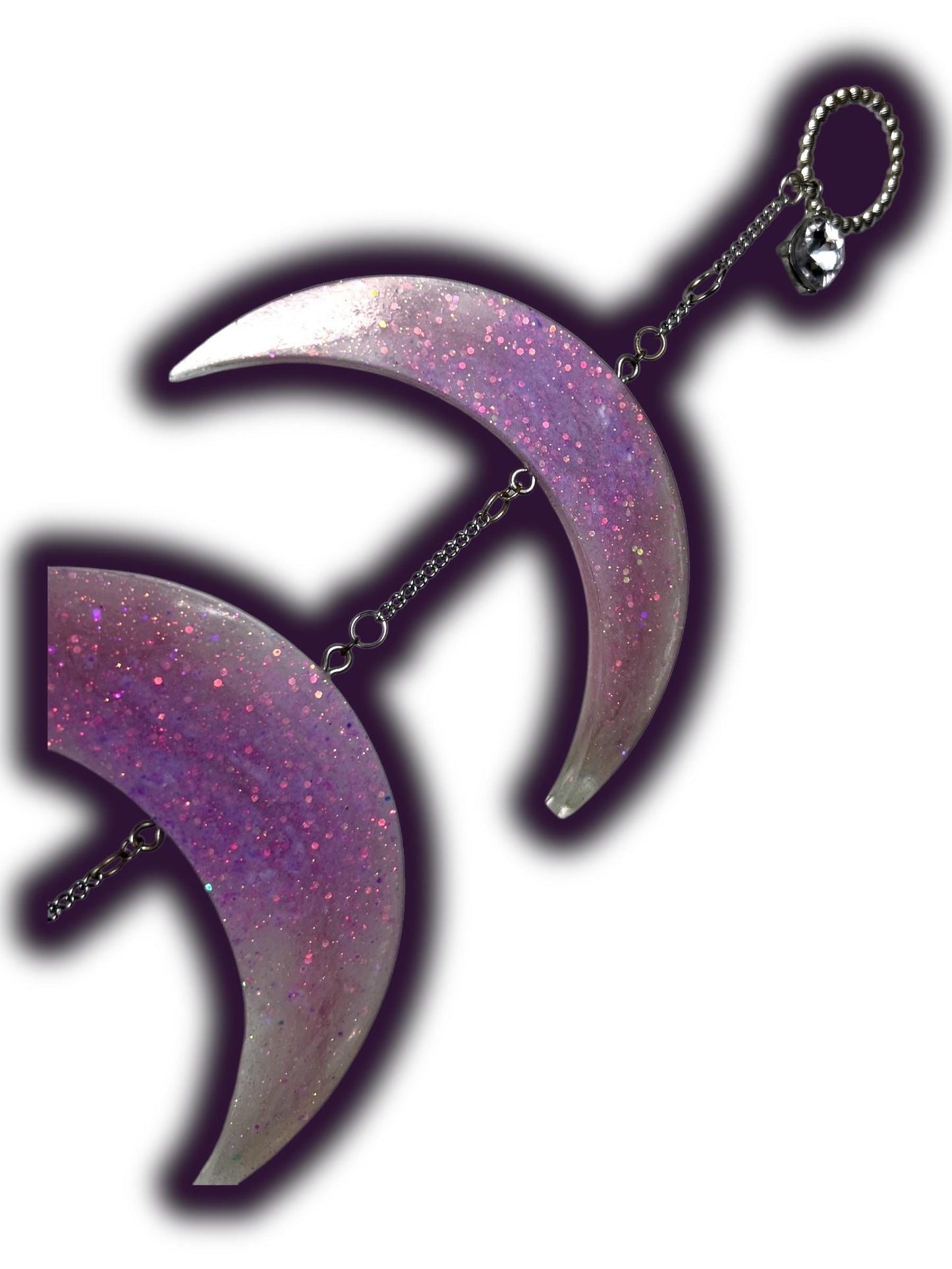 Moon Phase Wall Hanging, Phases of the Moon Decor, Witchy Things, Spiritual Stuff, Galaxy Inspired, Glow-in-the-Dark, Wire Wrapped Crystal