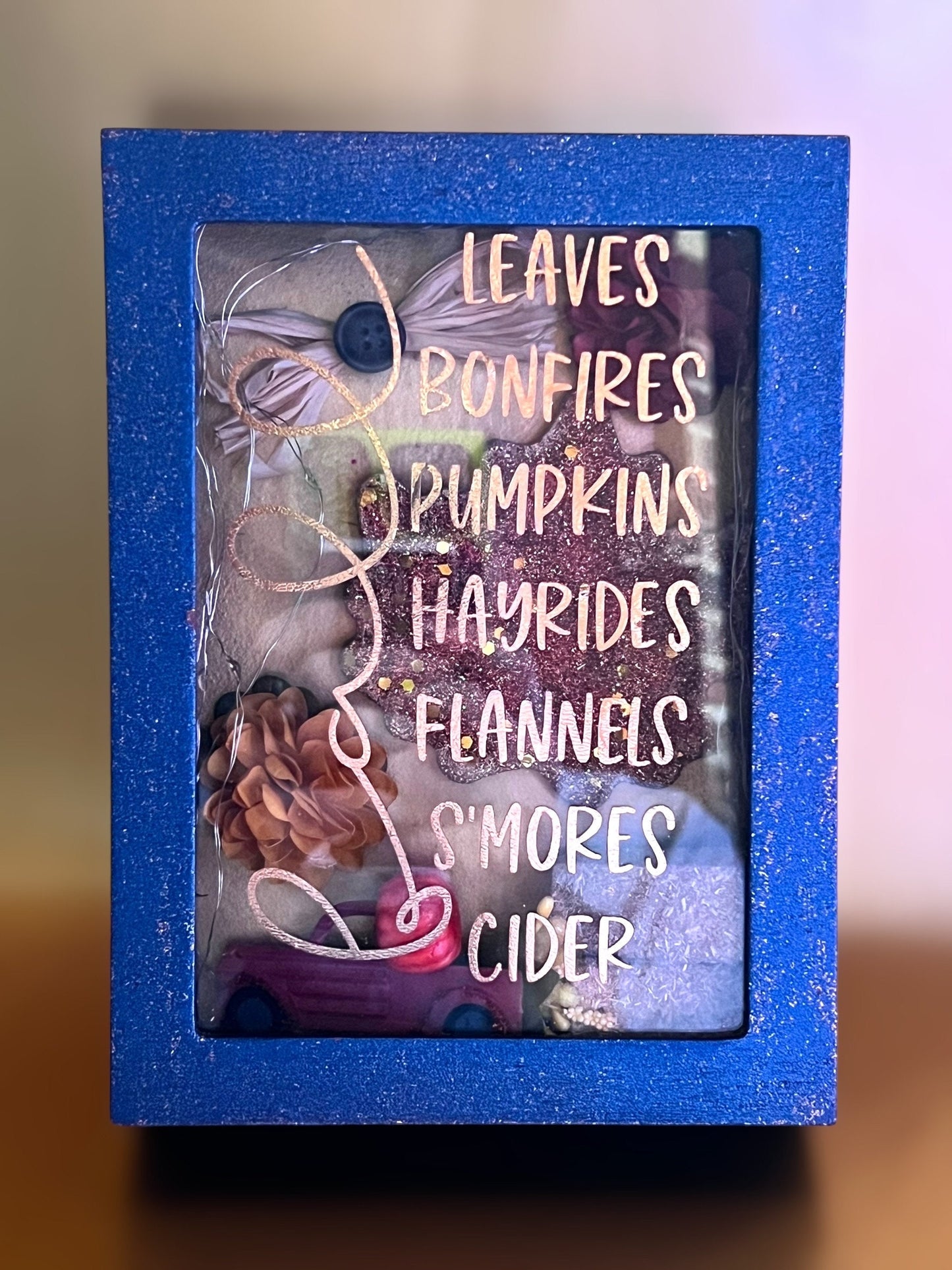 Fall/Autumn Themed Shadow Box With Lights