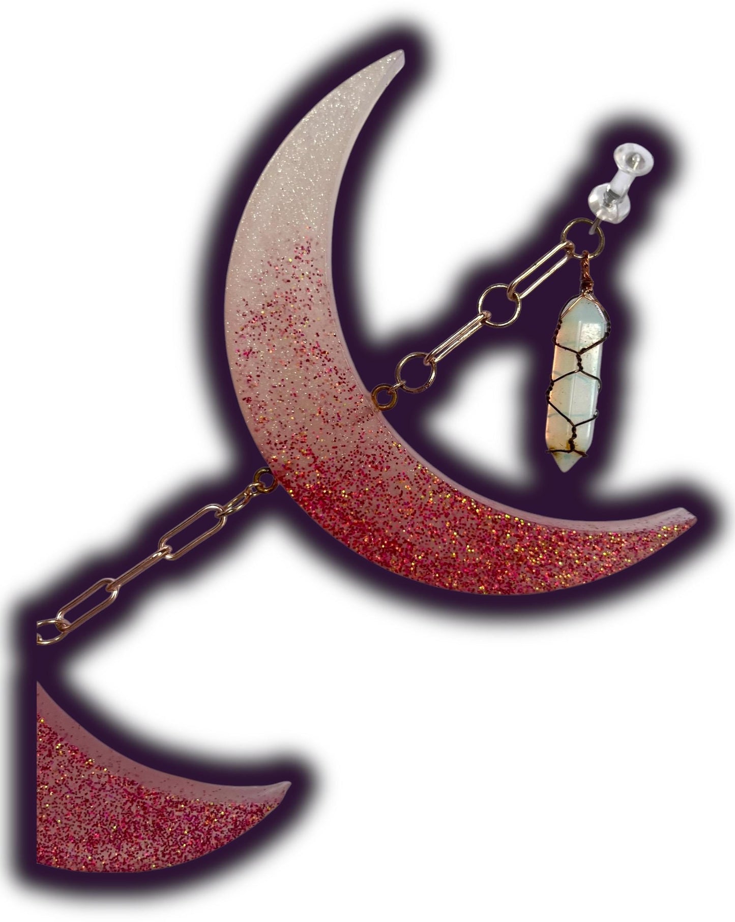 Moon Phase Wall Hanging, Phases of the Moon Decor, Witchy Things, Spiritual Stuff, Galaxy Inspired, Glow-in-the-Dark, Wire Wrapped Crystal