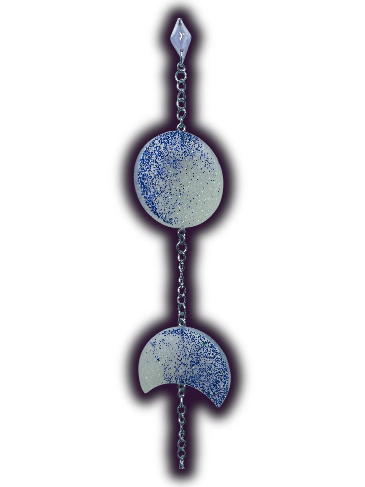 Moon Phase Wall Hanging, Phases of the Moon Decor, Witchy Things, Spiritual Stuff, Galaxy Inspired, Glow-in-the-Dark, Wire Wrapped Crystal