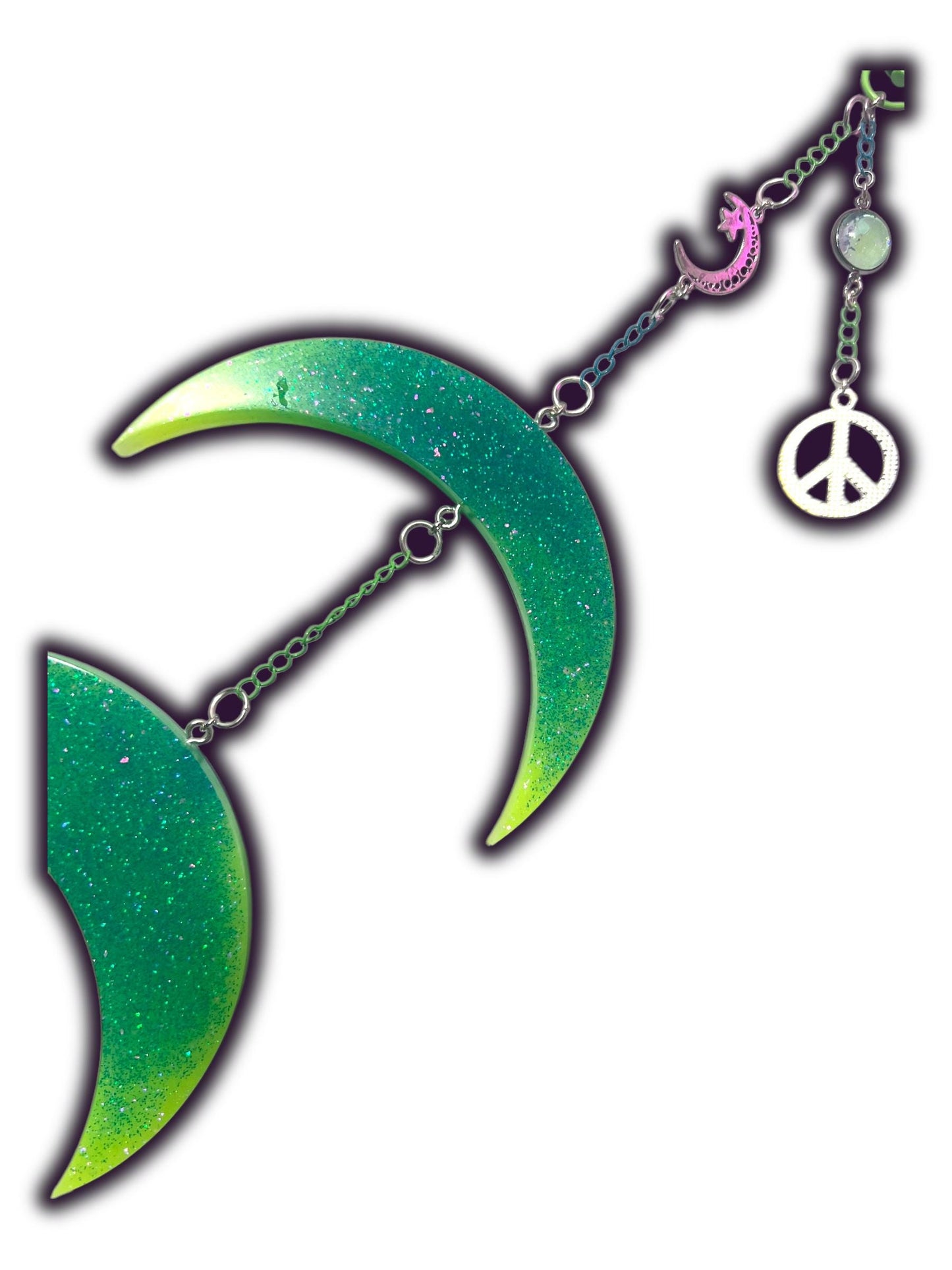 Moon Phase Wall Hanging, Phases of the Moon Decor, Witchy Things, Spiritual Stuff, Galaxy Inspired, Glow-in-the-Dark, Wire Wrapped Crystal