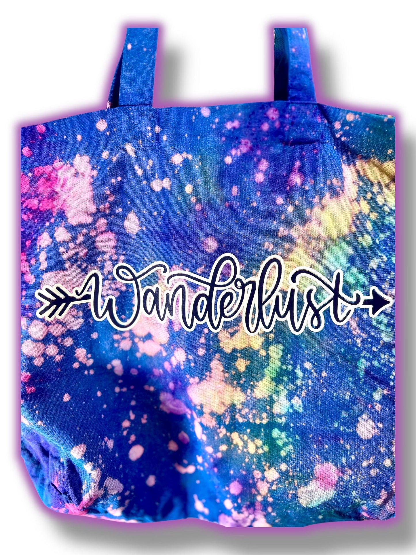 Handmade Tote Bag, Glow-in-the-Dark, Tie-Dye, UV Color Change, Moon Phase, Mystical, Celestial, Witchy Apparel
