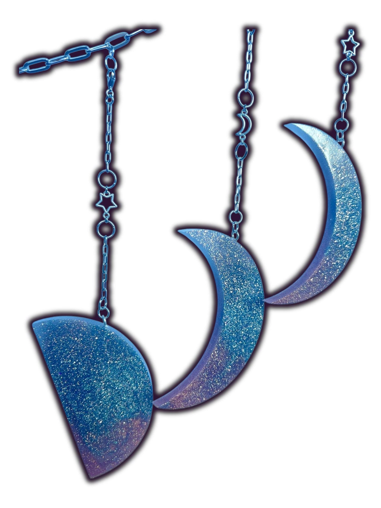 Moon Phase Wall Hanging, Phases of the Moon Decor, Witchy Things, Spiritual Stuff, Galaxy Inspired, Glow-in-the-Dark, Wire Wrapped Crystal