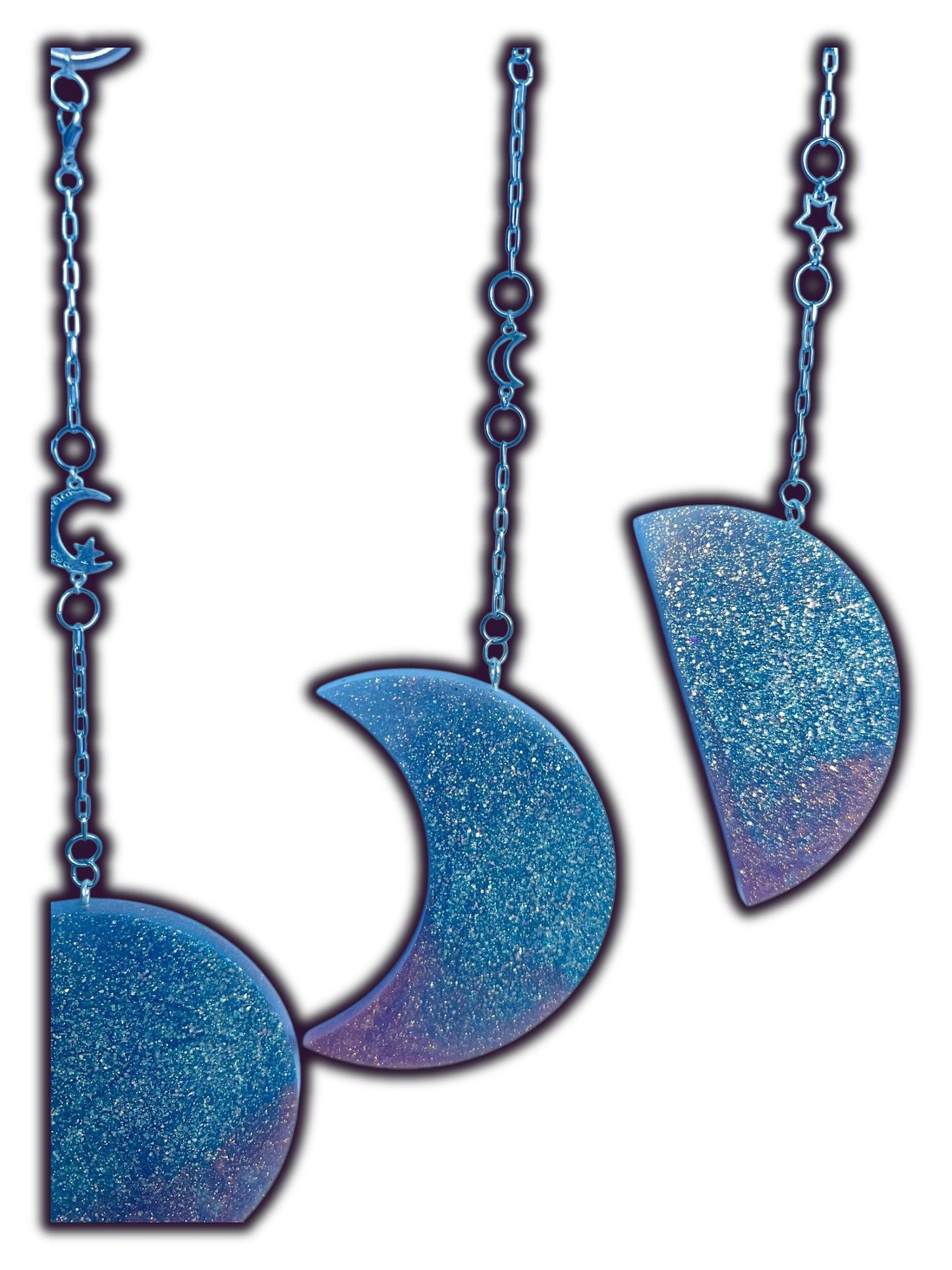 Moon Phase Wall Hanging, Phases of the Moon Decor, Witchy Things, Spiritual Stuff, Galaxy Inspired, Glow-in-the-Dark, Wire Wrapped Crystal