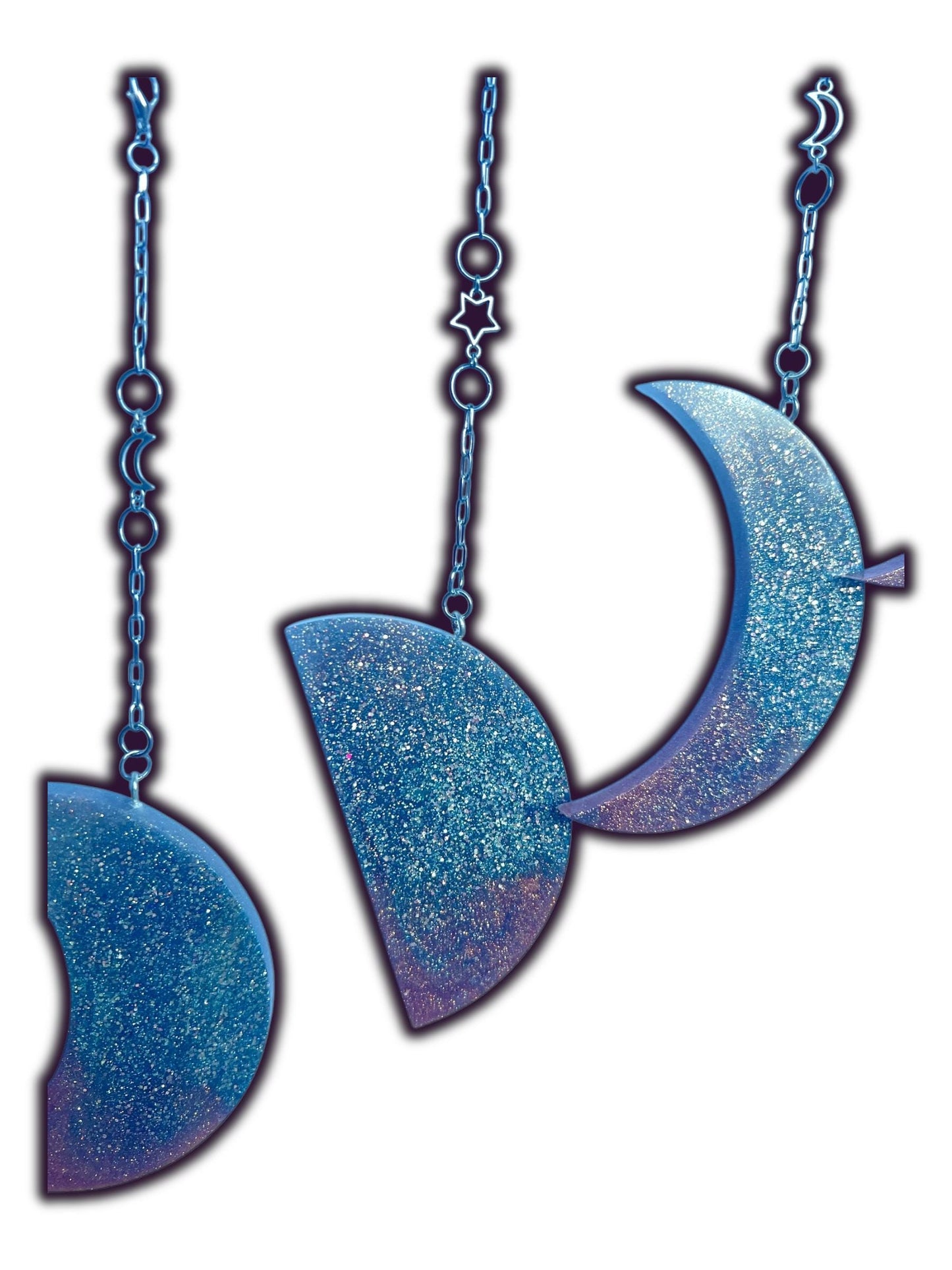Moon Phase Wall Hanging, Phases of the Moon Decor, Witchy Things, Spiritual Stuff, Galaxy Inspired, Glow-in-the-Dark, Wire Wrapped Crystal