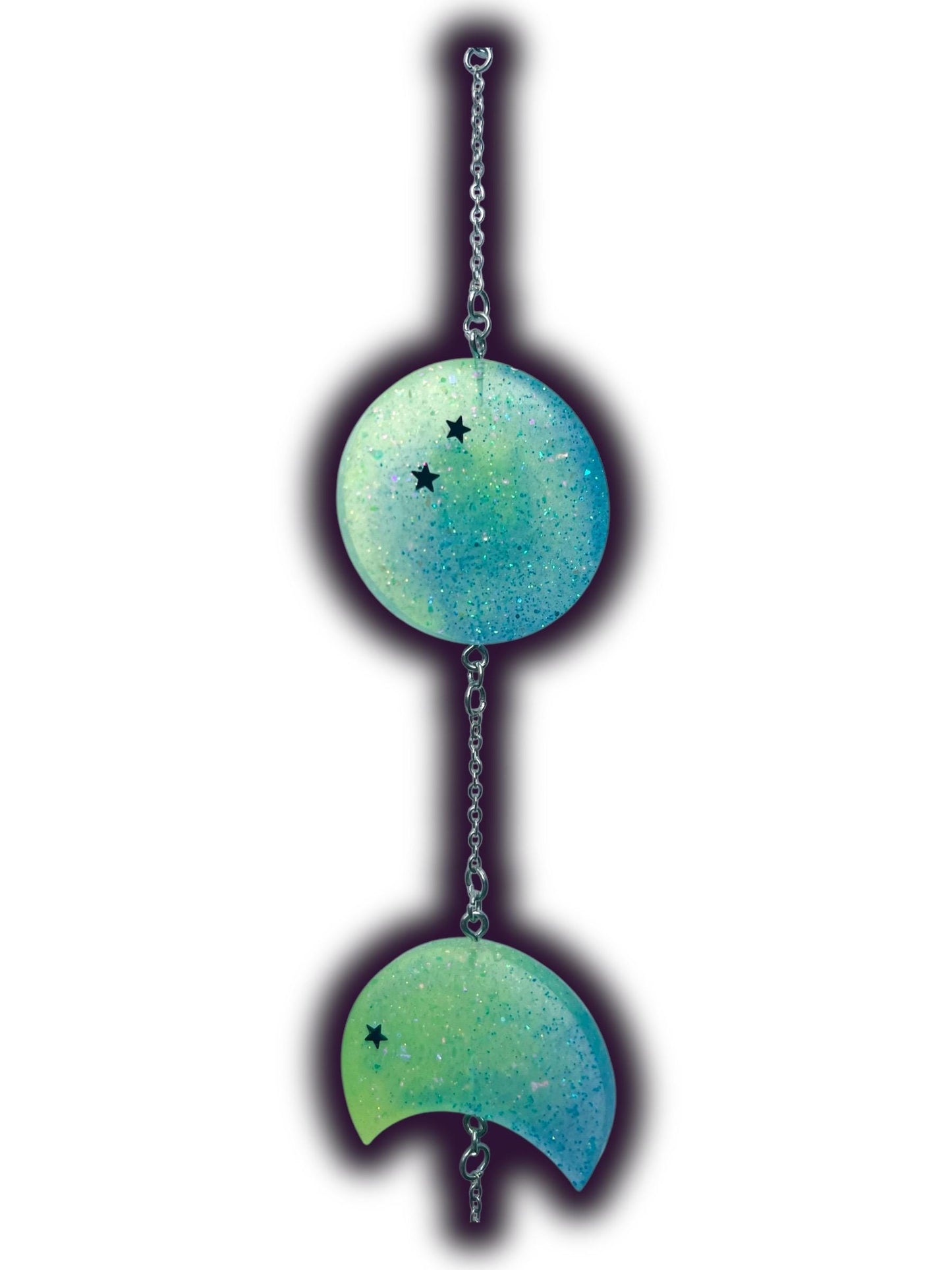 Moon Phase Wall Hanging, Phases of the Moon Decor, Witchy Things, Spiritual Stuff, Galaxy Inspired, Glow-in-the-Dark, Wire Wrapped Crystal