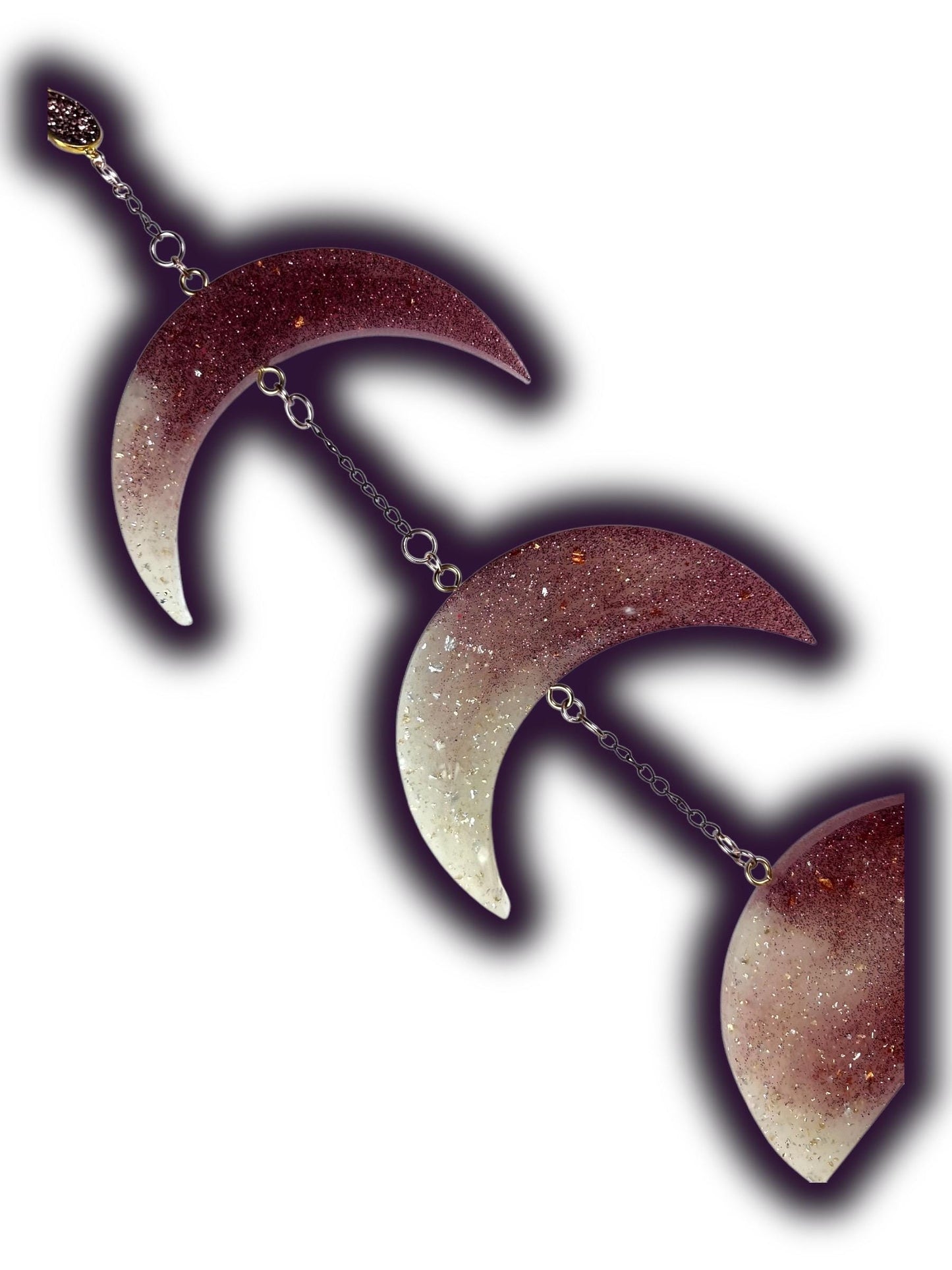 Moon Phase Wall Hanging, Phases of the Moon Decor, Witchy Things, Spiritual Stuff, Galaxy Inspired, Glow-in-the-Dark, Wire Wrapped Crystal