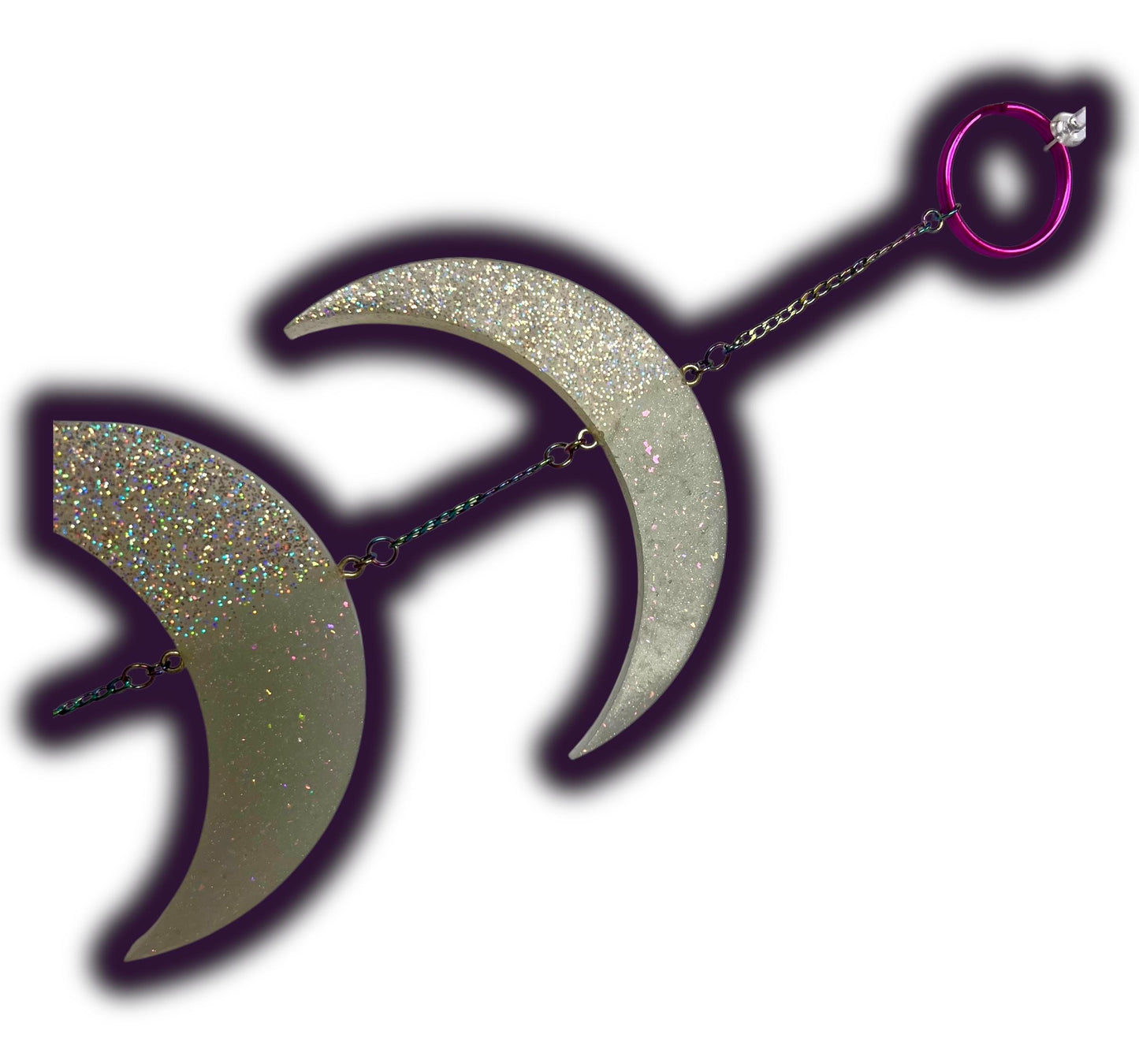 Moon Phase Wall Hanging, Phases of the Moon Decor, Witchy Things, Spiritual Stuff, Galaxy Inspired, Glow-in-the-Dark, Wire Wrapped Crystal