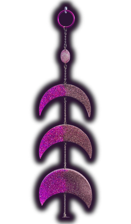 Moon Phase Wall Hanging, Phases of the Moon Decor, Witchy Things, Spiritual Stuff, Galaxy Inspired, Glow-in-the-Dark, Wire Wrapped Crystal