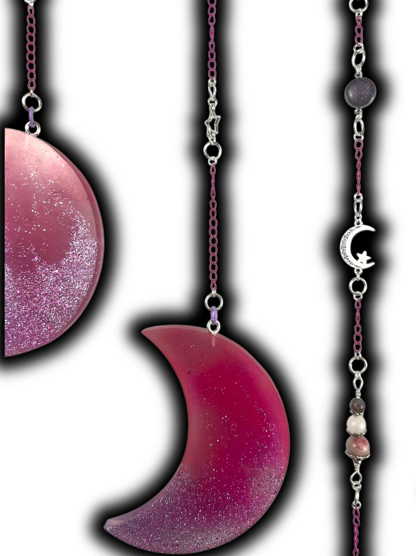 Moon Phase Wall Hanging, Phases of the Moon Decor, Witchy Things, Spiritual Stuff, Galaxy Inspired, Glow-in-the-Dark, Wire Wrapped Crystal