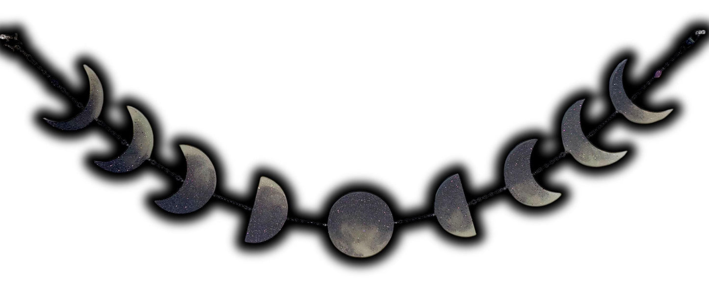 Moon Phase Wall Hanging, Phases of the Moon Decor, Witchy Things, Spiritual Stuff, Galaxy Inspired, Glow-in-the-Dark, Wire Wrapped Crystal