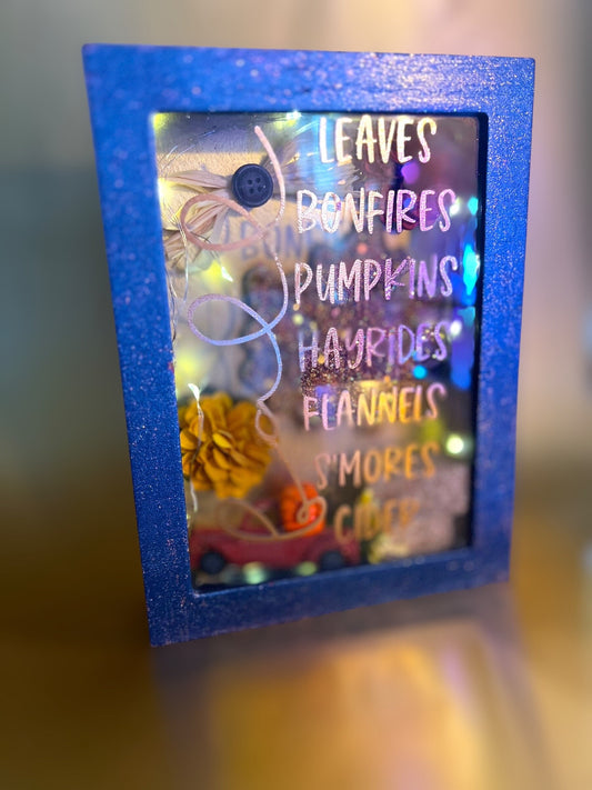Fall/Autumn Themed Shadow Box With Lights