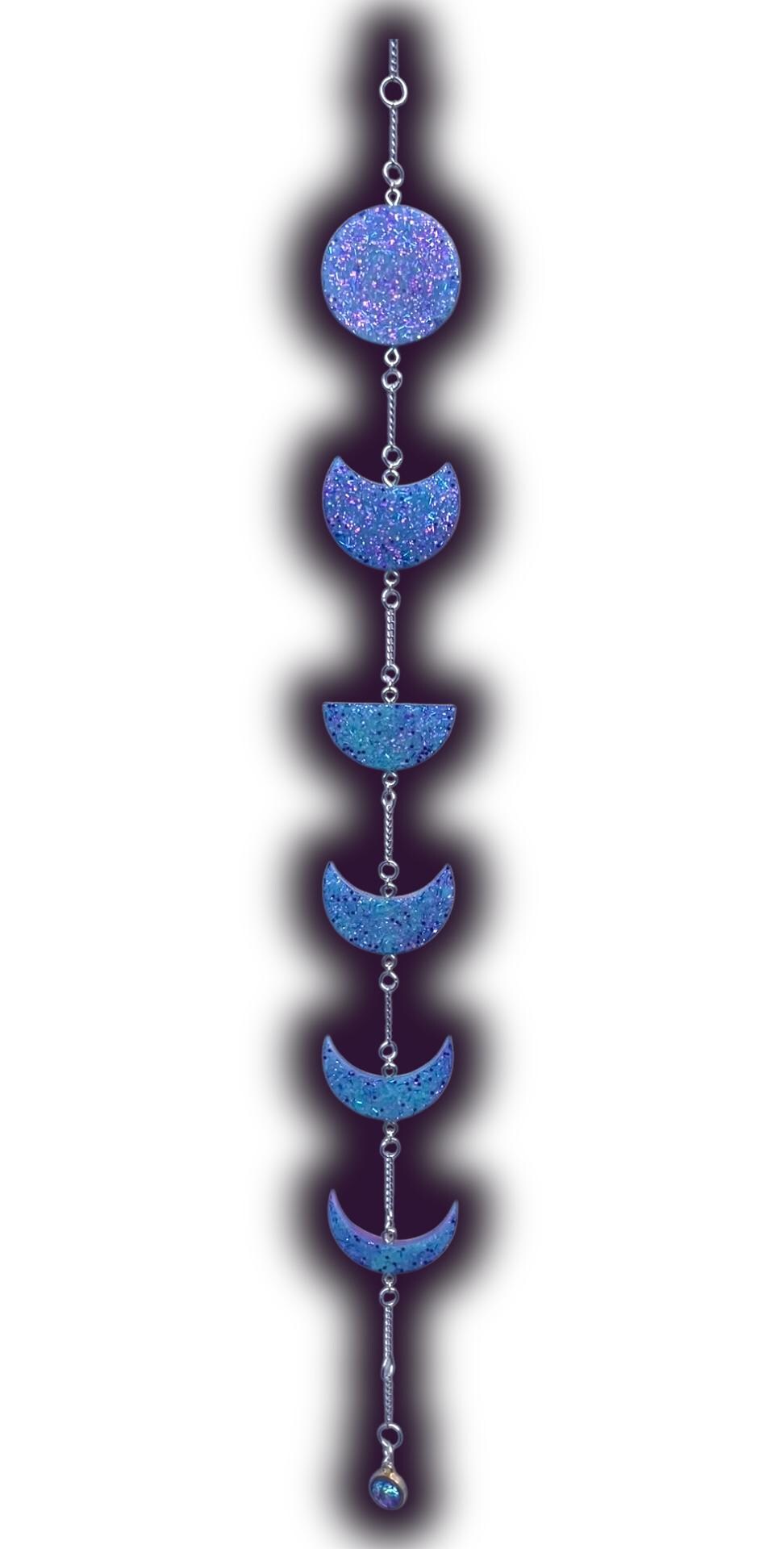 Moon Phase Wall Hanging, Phases of the Moon Decor, Witchy Things, Spiritual Stuff, Galaxy Inspired, Glow-in-the-Dark, Wire Wrapped Crystal