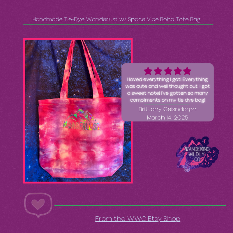 I loved everything I got! Everything was cute and well thought out. I got a sweet note! I've gotten so many compliments on my tie dye bag!