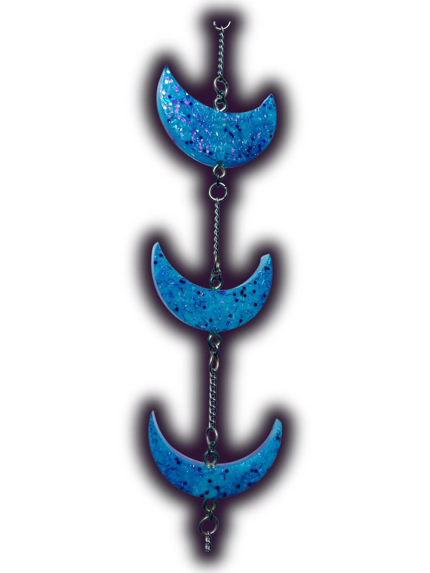 Moon Phase Wall Hanging, Phases of the Moon Decor, Witchy Things, Spiritual Stuff, Galaxy Inspired, Glow-in-the-Dark, Wire Wrapped Crystal