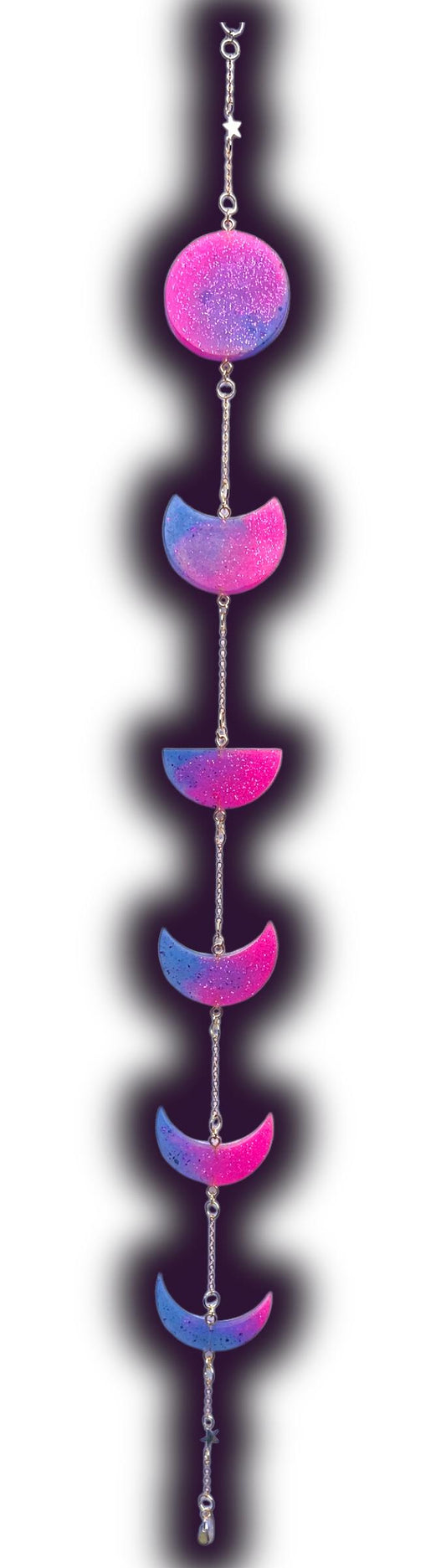 Moon Phase Wall Hanging, Phases of the Moon Decor, Witchy Things, Spiritual Stuff, Galaxy Inspired, Glow-in-the-Dark, Wire Wrapped Crystal