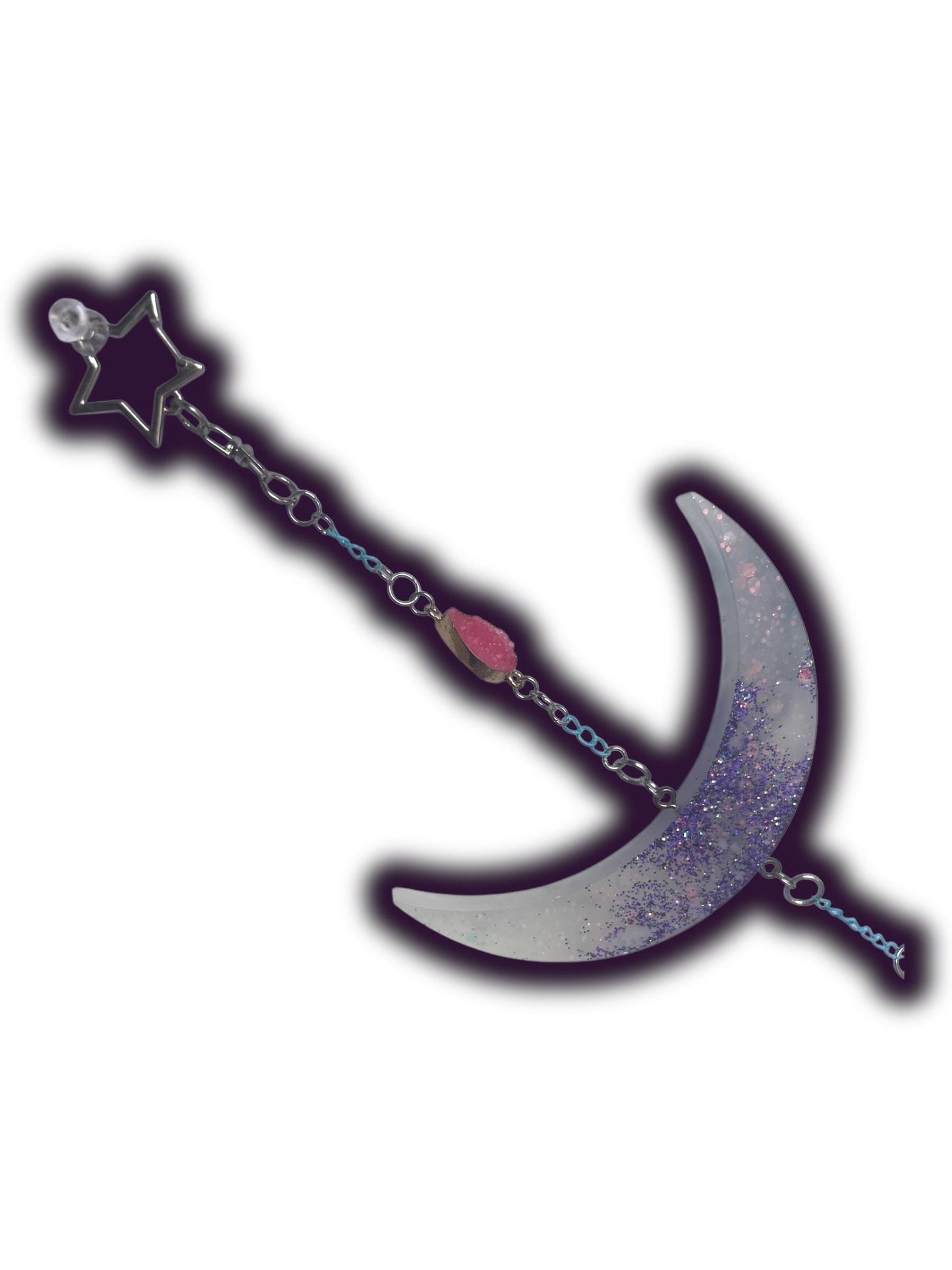 Moon Phase Wall Hanging, Phases of the Moon Decor, Witchy Things, Spiritual Stuff, Galaxy Inspired, Glow-in-the-Dark, Wire Wrapped Crystal