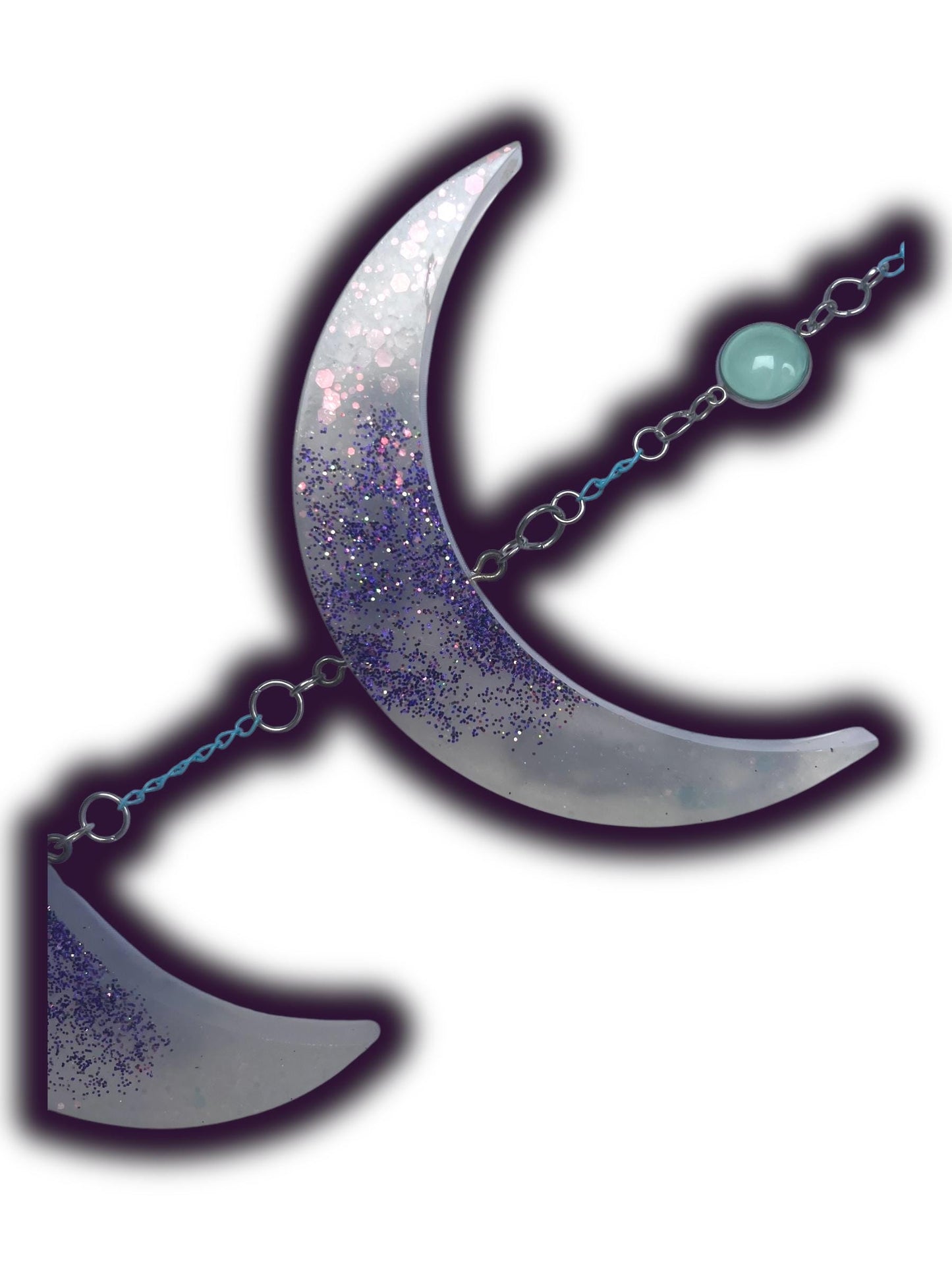Moon Phase Wall Hanging, Phases of the Moon Decor, Witchy Things, Spiritual Stuff, Galaxy Inspired, Glow-in-the-Dark, Wire Wrapped Crystal