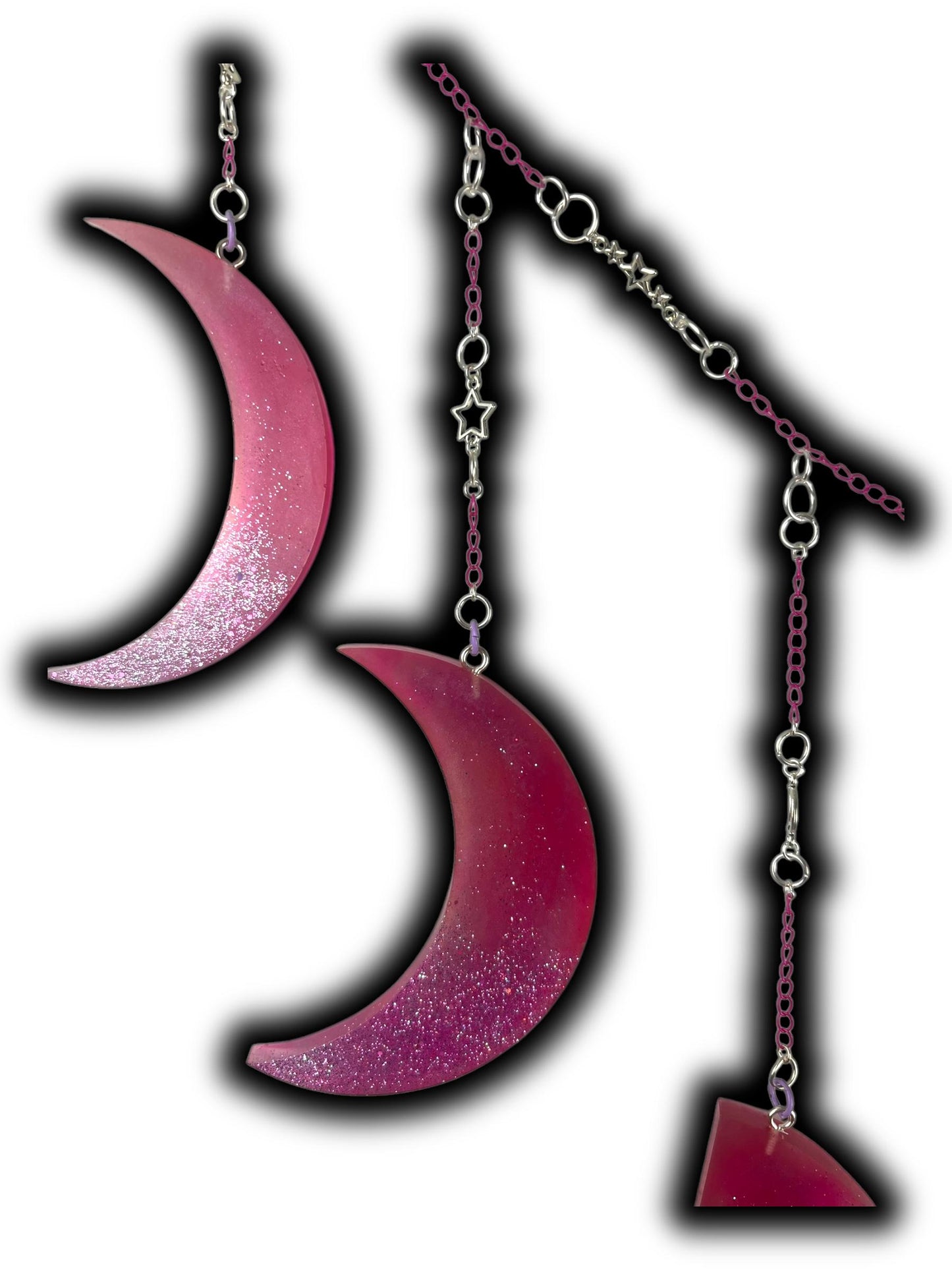 Moon Phase Wall Hanging, Phases of the Moon Decor, Witchy Things, Spiritual Stuff, Galaxy Inspired, Glow-in-the-Dark, Wire Wrapped Crystal