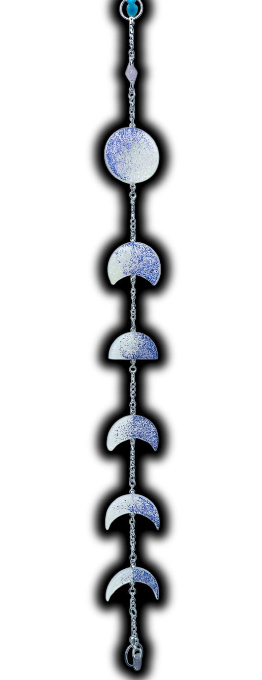 Moon Phase Wall Hanging, Phases of the Moon Decor, Witchy Things, Spiritual Stuff, Galaxy Inspired, Glow-in-the-Dark, Wire Wrapped Crystal