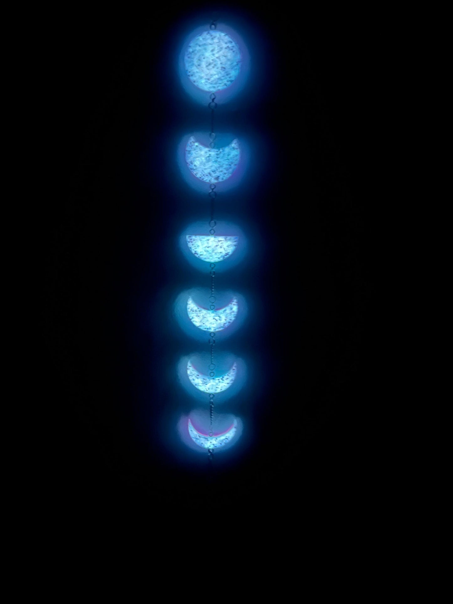 Moon Phase Wall Hanging, Phases of the Moon Decor, Witchy Things, Spiritual Stuff, Galaxy Inspired, Glow-in-the-Dark, Wire Wrapped Crystal